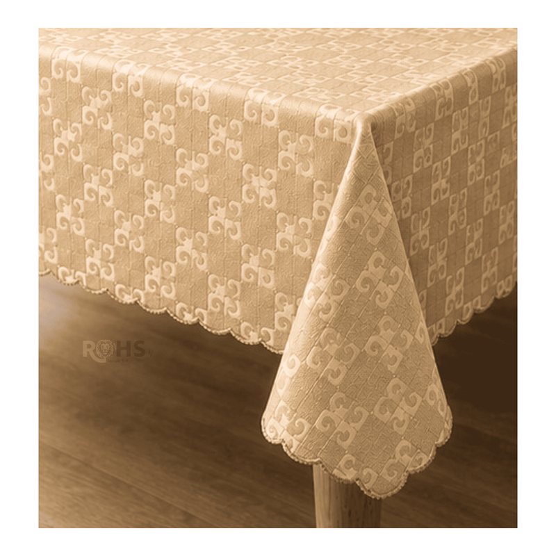 MANTEL RECTANGULAR DE POLIÉSTER BEIGE DORADO 140X220 CM PARA MESA COMEDOR - 5