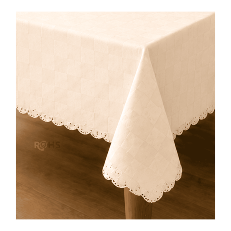 MANTEL RECTANGULAR DE POLIÉSTER HUESO 140X220 CM PARA MESA COMEDOR - 5