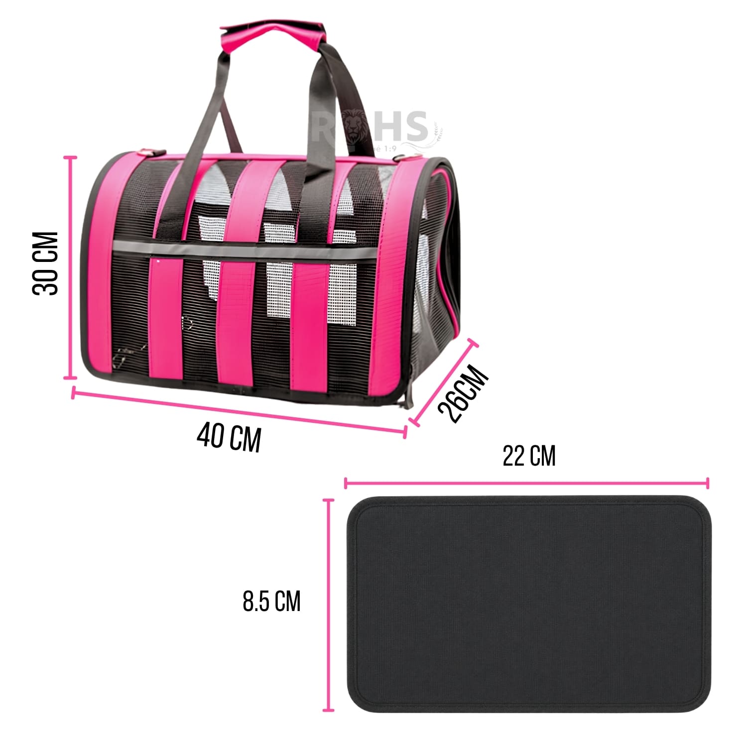 BOLSO TRANSPORTADOR PLEGABLE ROSADO PARA PERROS Y GATOS CON MALLA TRANSPIRABLE - 3