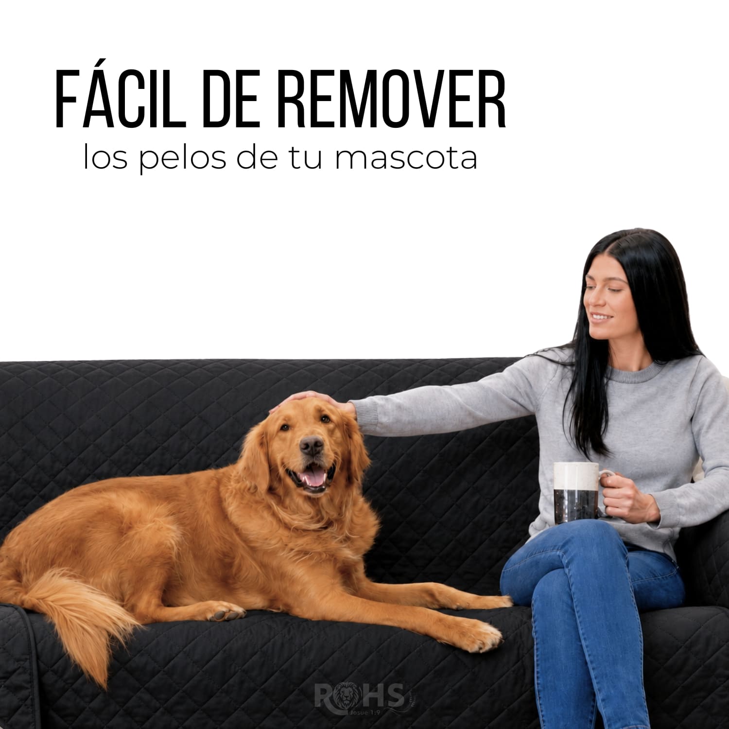 COBERTOR REVERSIBLE NEGRO PARA SOFÁ CON PROTECTOR ACOLCHADO 256 X 156 CM - 5