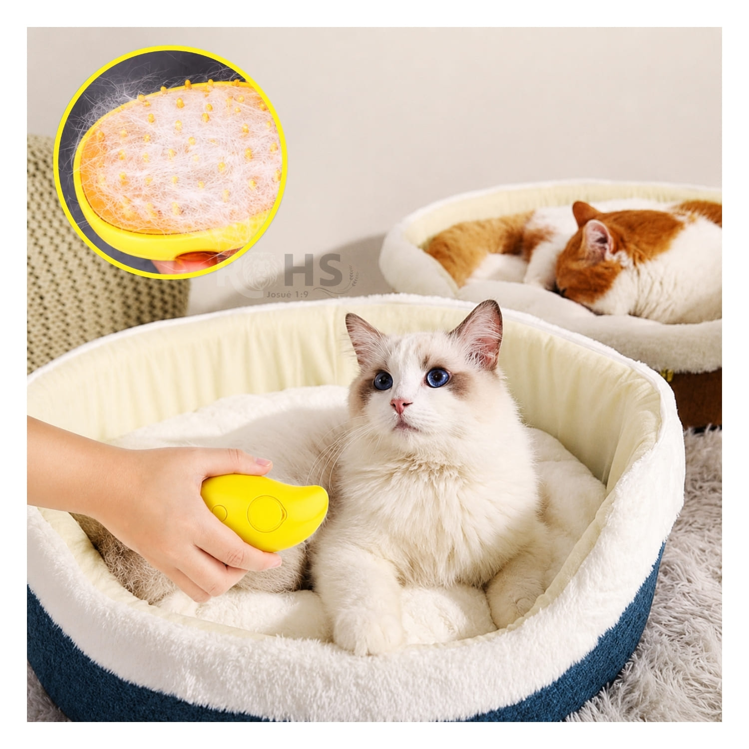 CEPILLO REMOVEDOR DE PELO AMARILLO CON VAPOR PARA PERROS Y GATOS RECARGABLE - 7