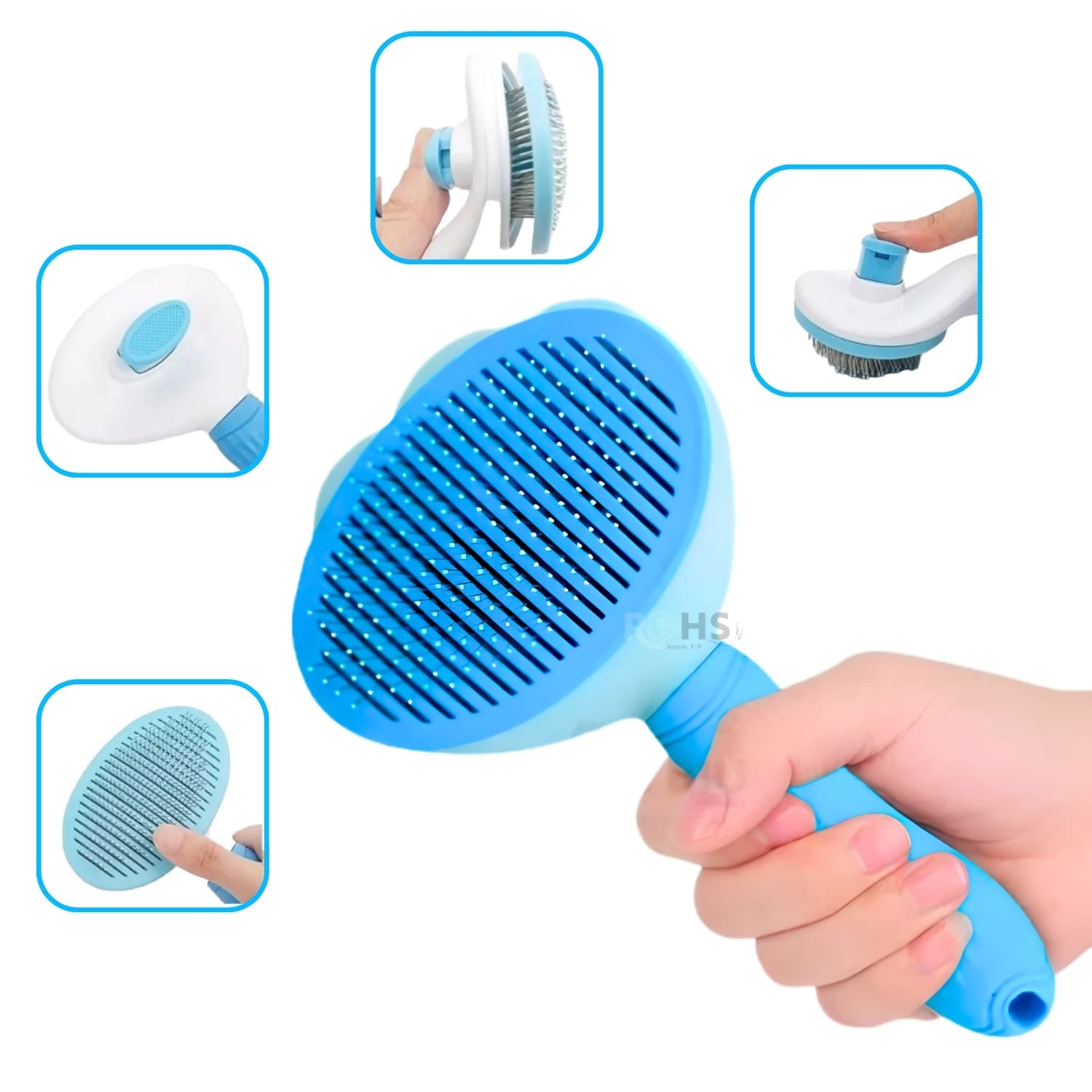 DÚO MASCOTA KIT DE ASEO KEMEI Y CEPILLO QUITA PELUSA CELESTE - 2