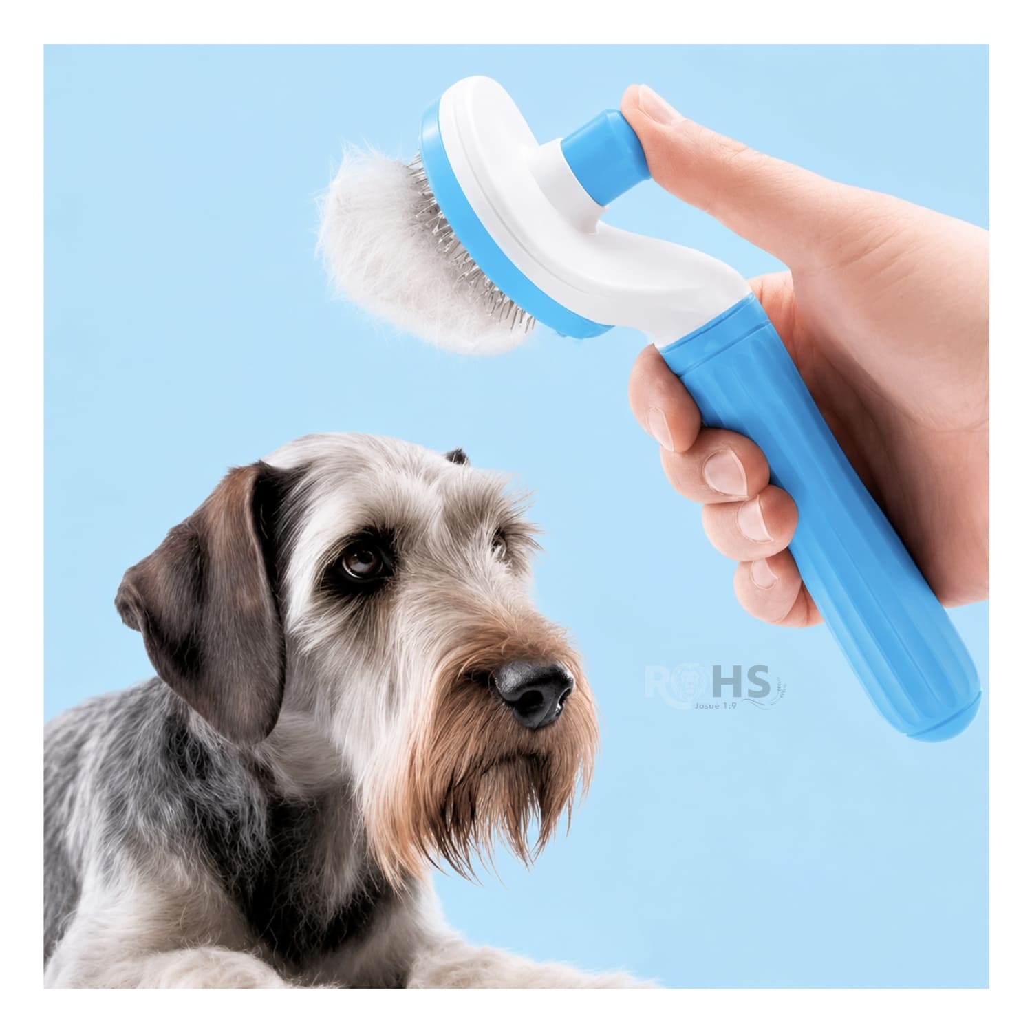DÚO MASCOTA KIT DE ASEO KEMEI Y CEPILLO QUITA PELUSA CELESTE - 3