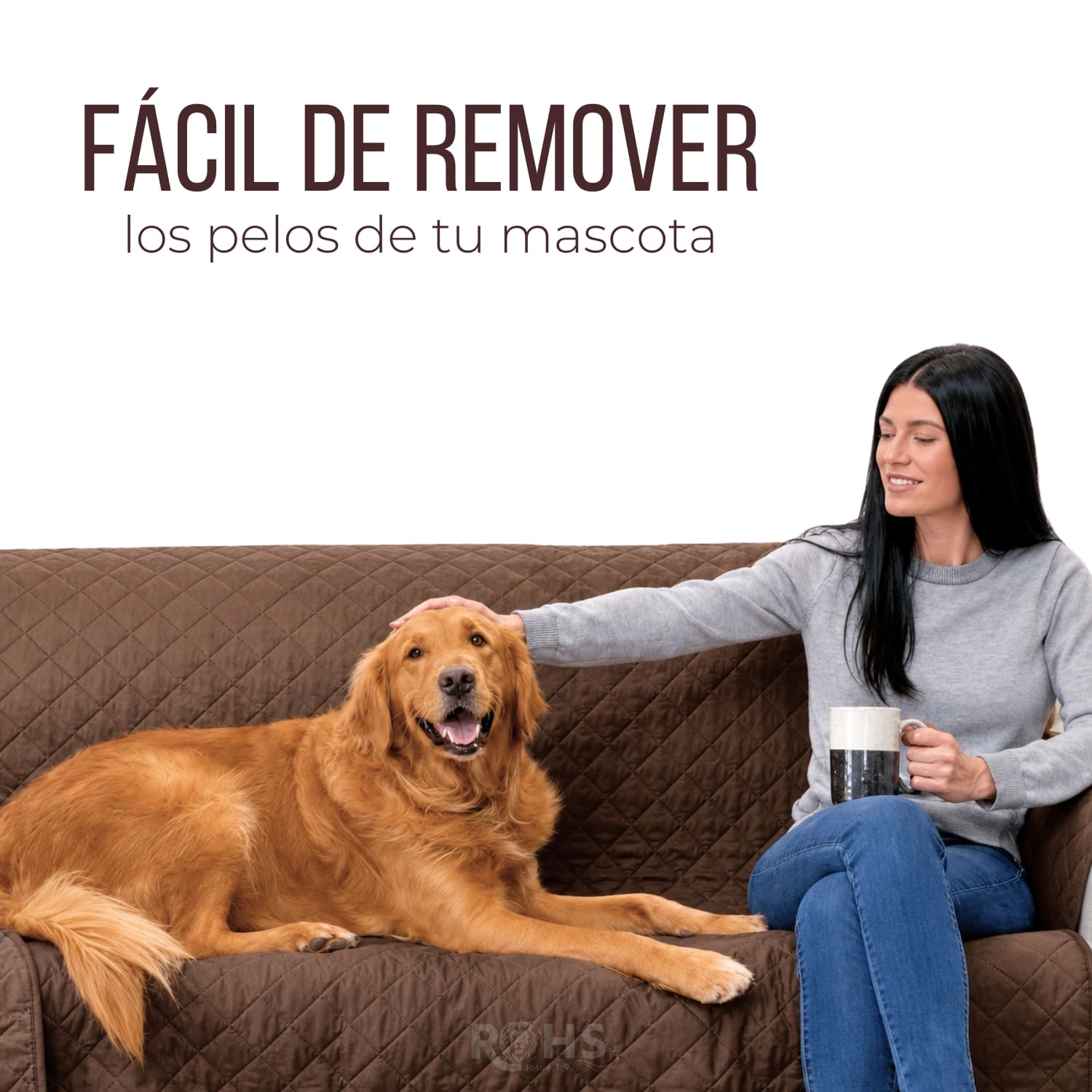 COBERTOR REVERSIBLE MARRÓN PARA SOFÁ CON PROTECTOR ACOLCHADO 256 X 156 CM - 5