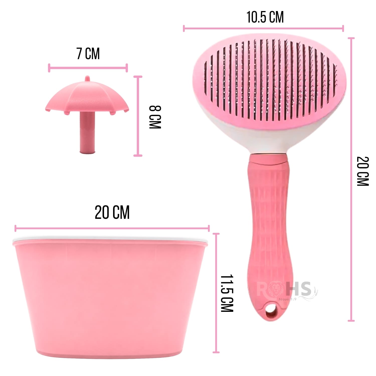 DÚO MASCOTA DISPENSADOR DE AGUA ROSA Y CEPILLO QUITA PELUSA PARA PERROS Y GATOS - 4