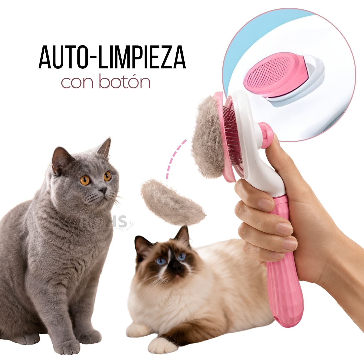 DÚO MASCOTA DISPENSADOR DE AGUA ROSA Y CEPILLO QUITA PELUSA PARA PERROS Y GATOS - 6