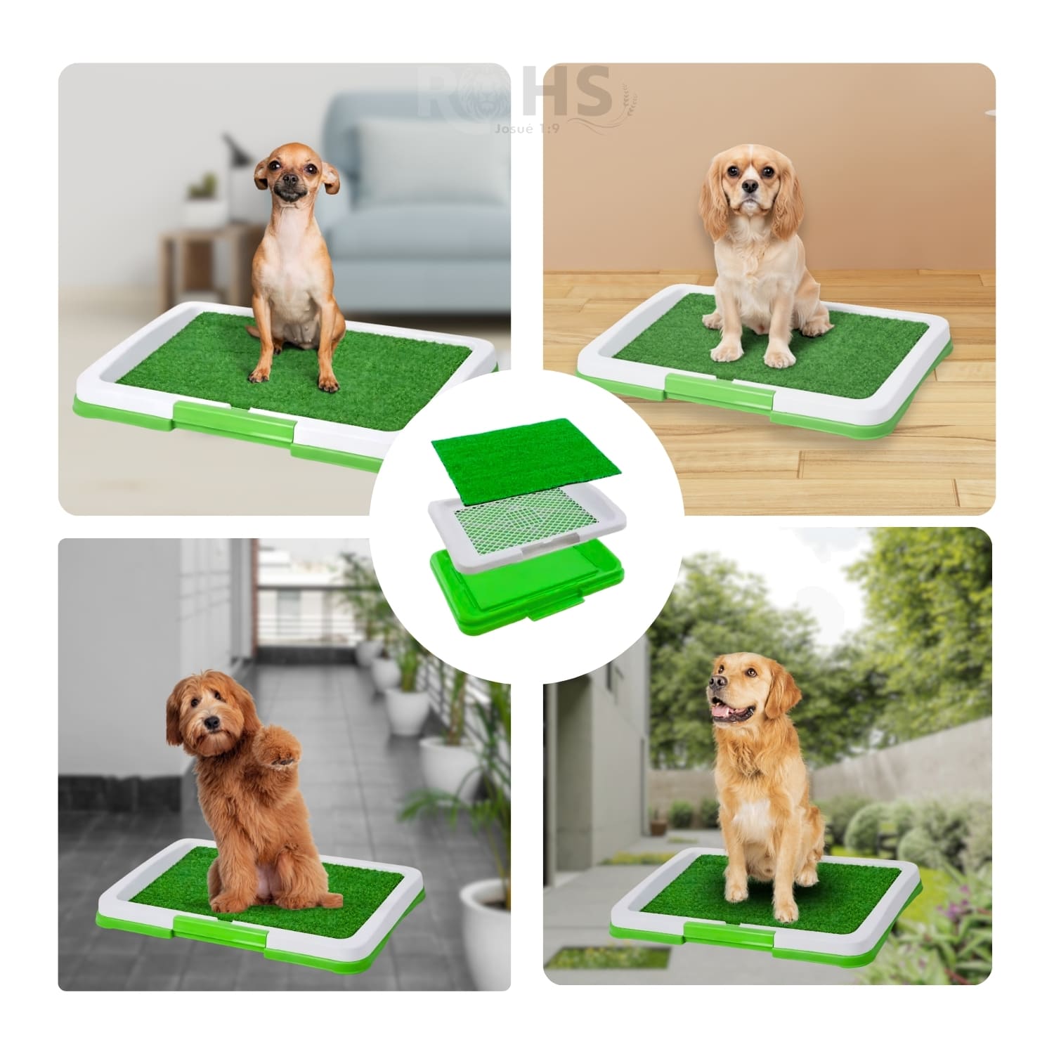 BAÑO ECOLÓGICO PARA PERROS CON CÉSPED SANITARIO REUTILIZABLE Y BANDEJA ANTIDERRAME - 3