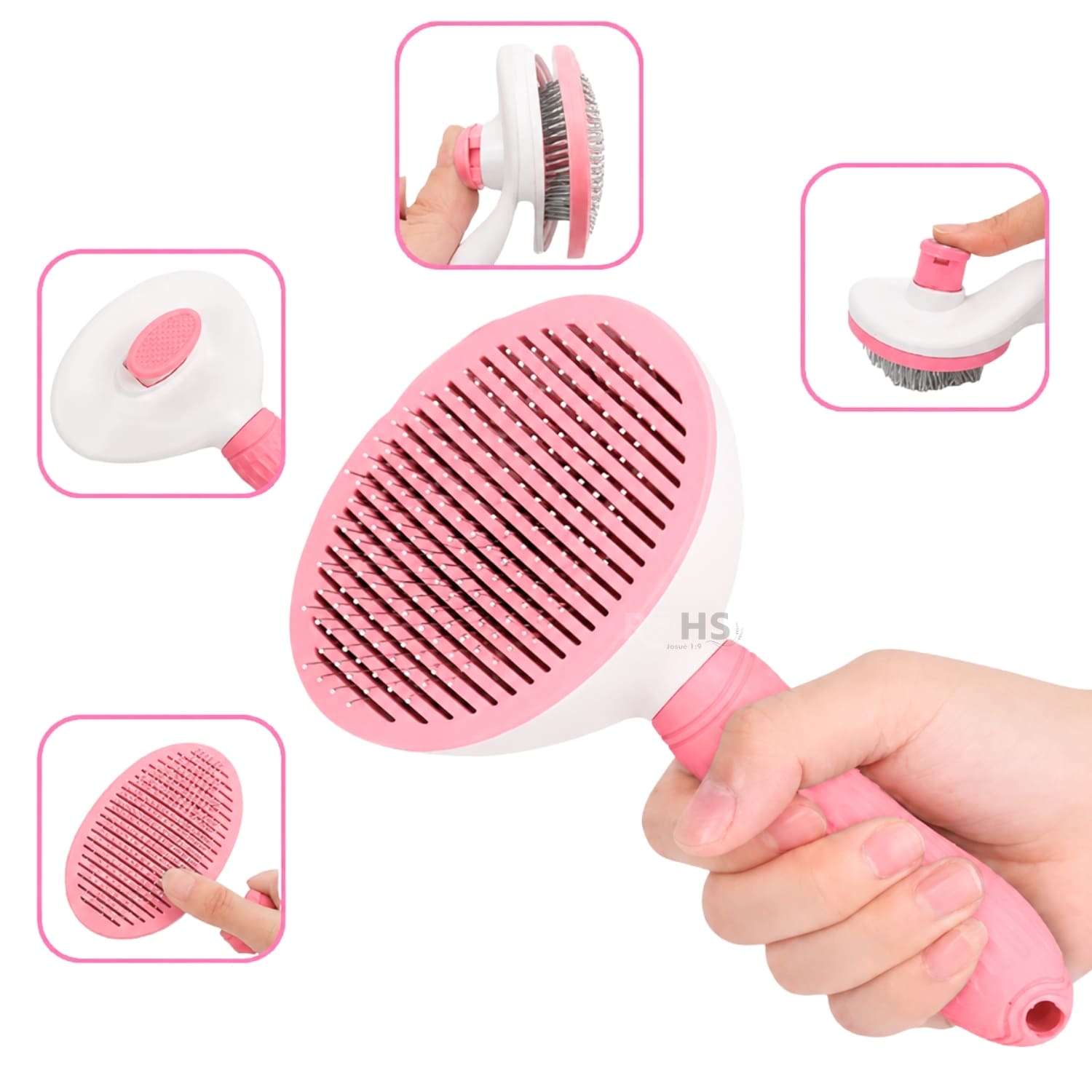 DÚO MASCOTA KIT DE ASEO KEMEI Y CEPILLO QUITA PELUSA ROSA - 2