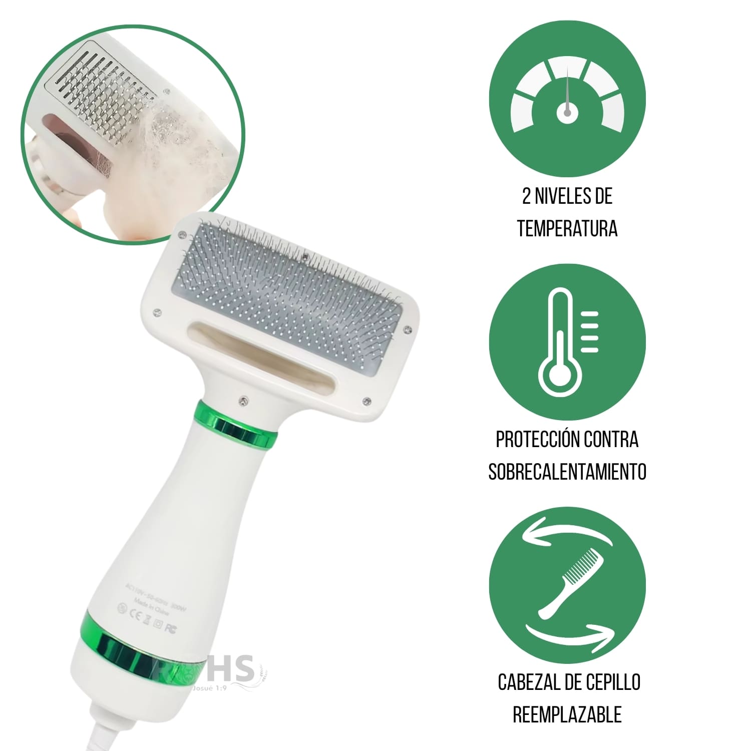 DÚO CEPILLO SECADOR ELÉCTRICO Y CEPILLO VAPORIZADOR PARA MASCOTAS - 5