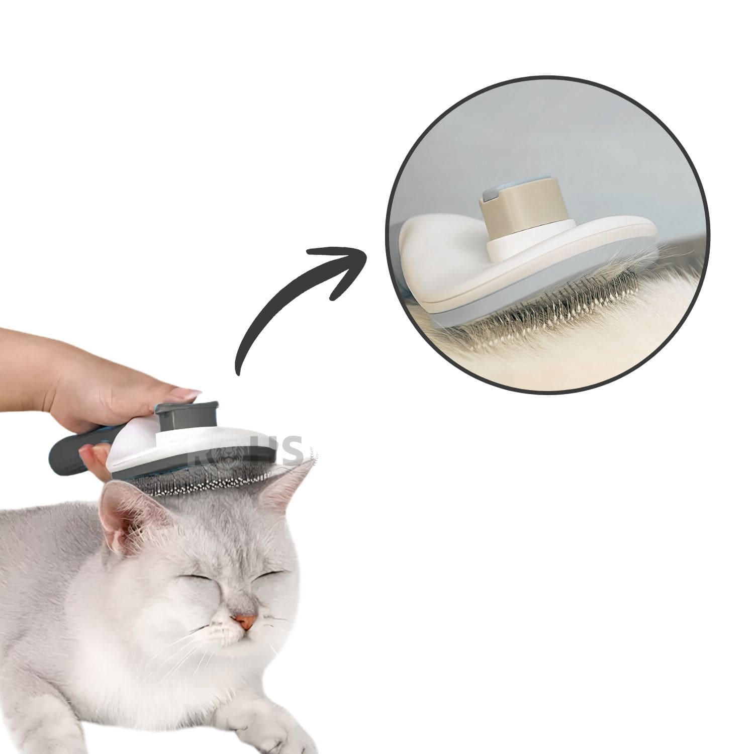 CEPILLO REMOVEDOR DE PELO GRIS PARA PERROS Y GATOS CON BOTÓN DE LIMPIEZA - 5
