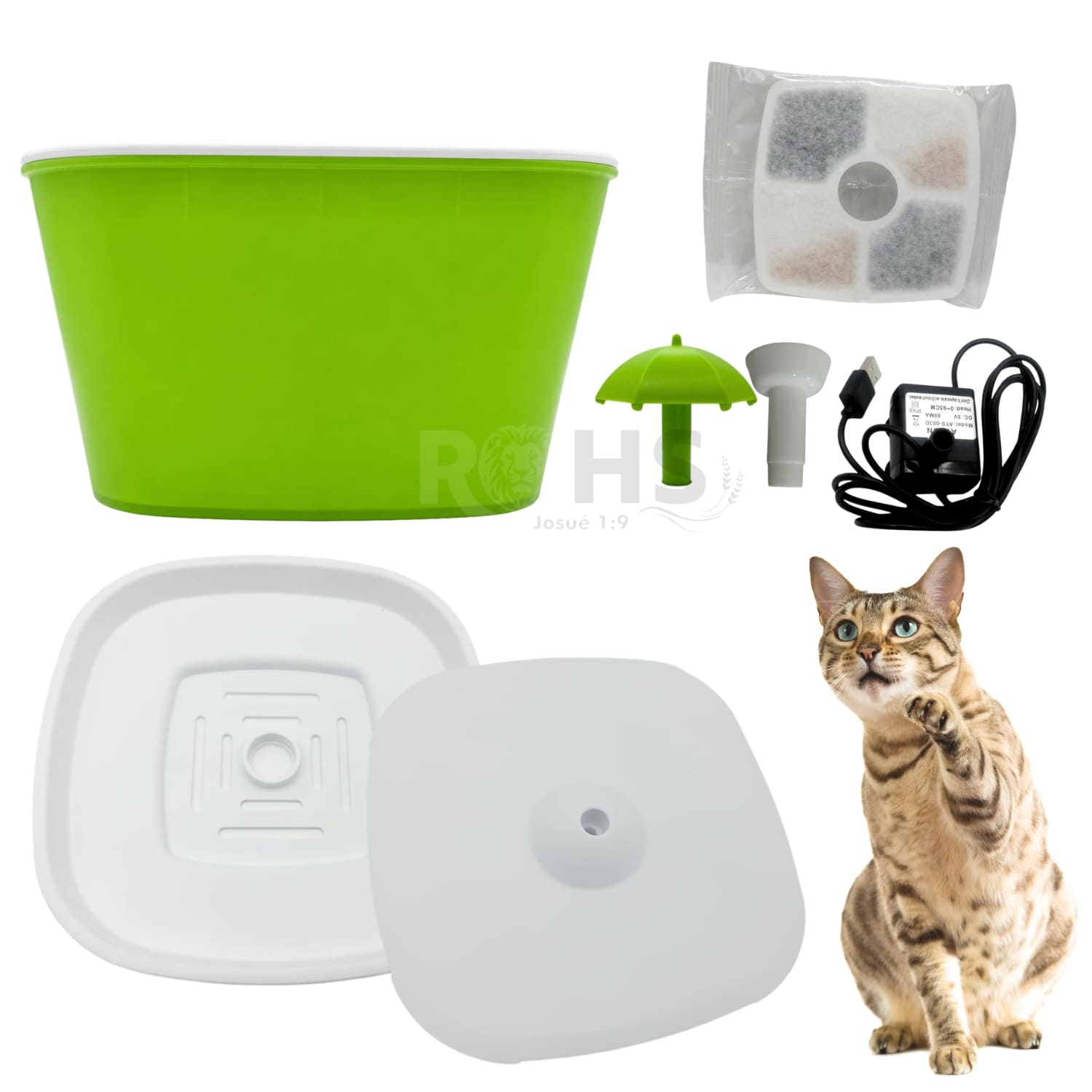 BEBEDERO DISPENSADOR DE AGUA PARA PERROS Y GATOS COLOR VERDE - 3