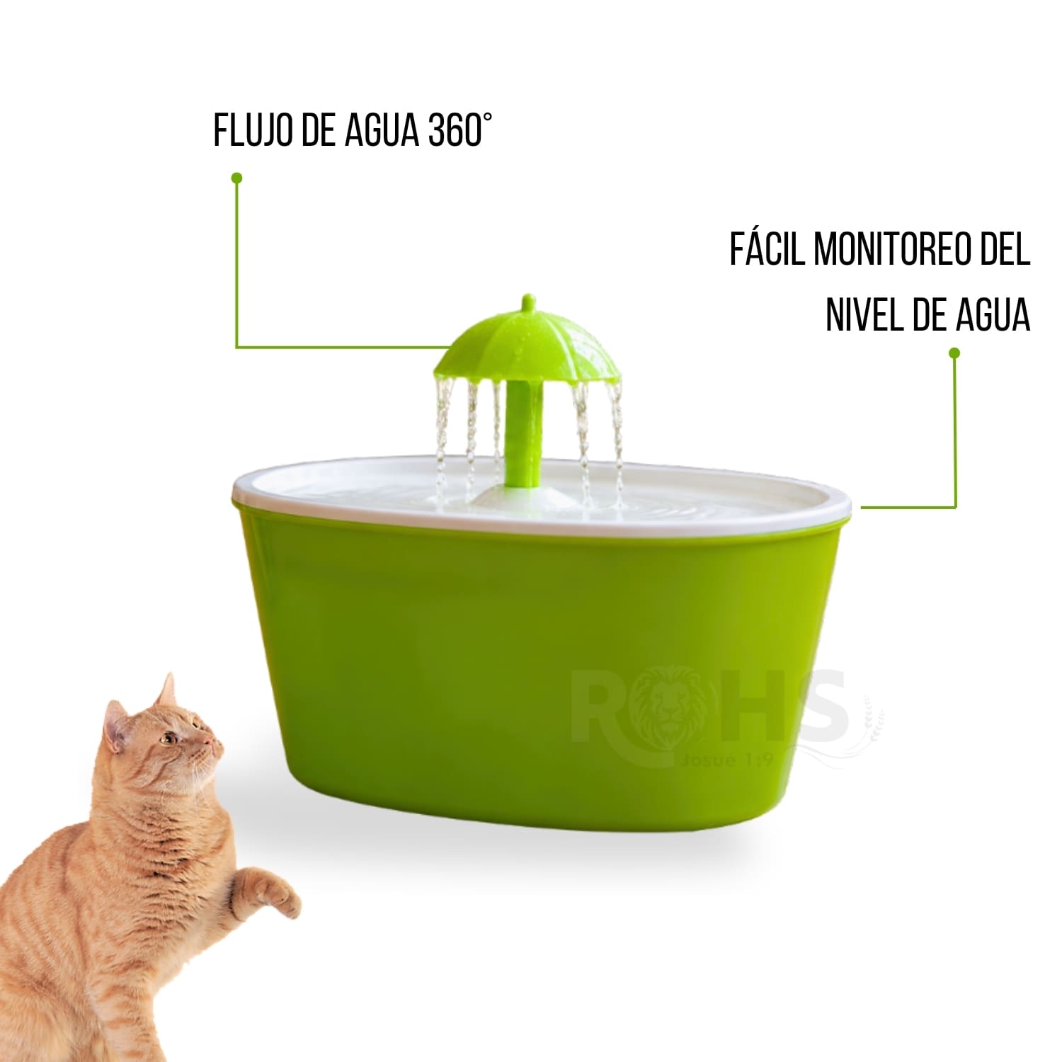 BEBEDERO DISPENSADOR DE AGUA PARA PERROS Y GATOS COLOR VERDE - 5