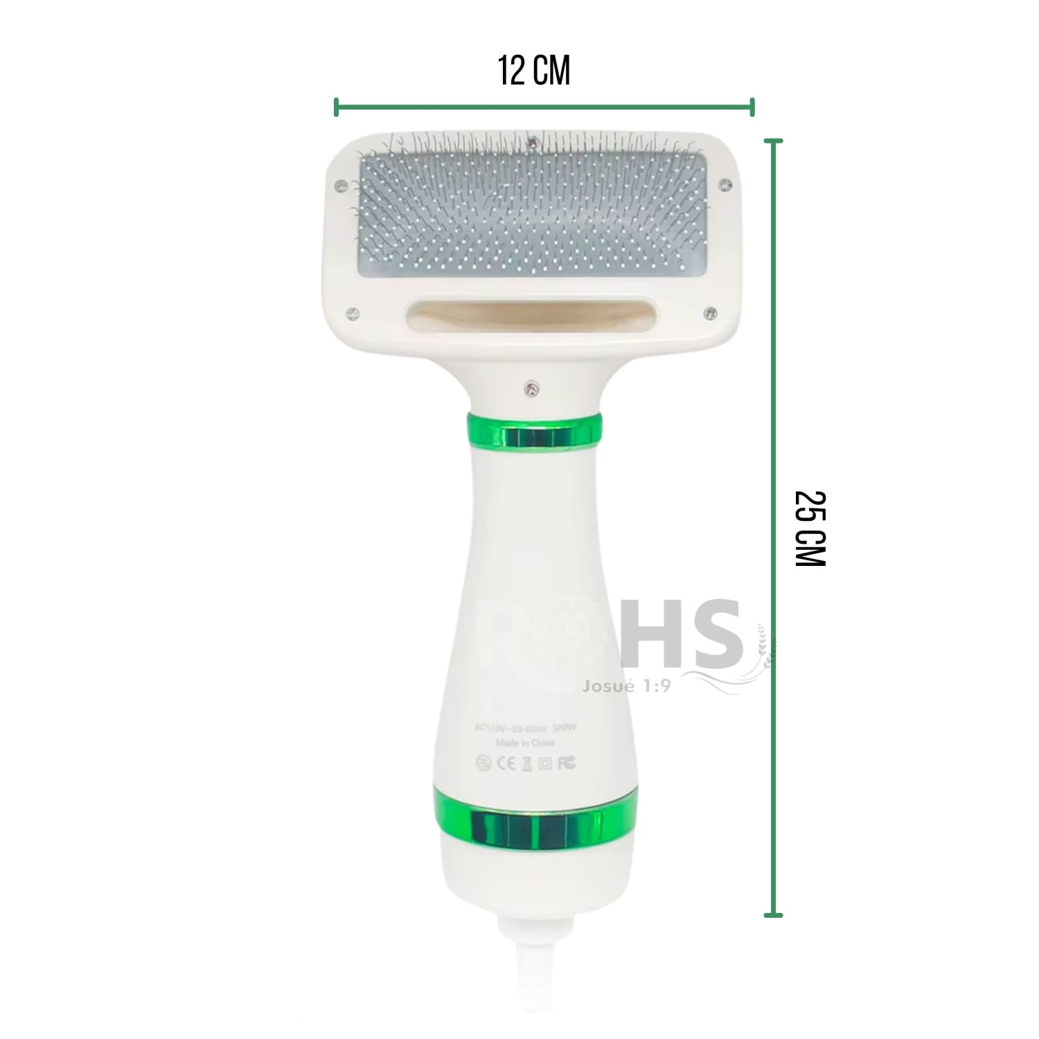 CEPILLO SECADOR ELÉCTRICO VERDE CON CERDAS METÁLICAS PARA MASCOTAS - 2
