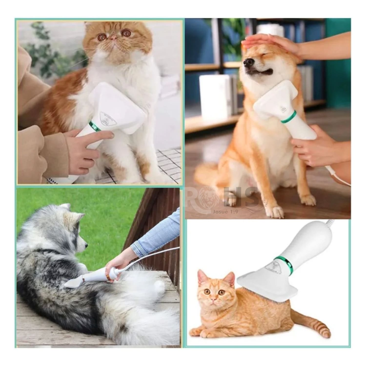CEPILLO SECADOR ELÉCTRICO VERDE CON CERDAS METÁLICAS PARA MASCOTAS - 7