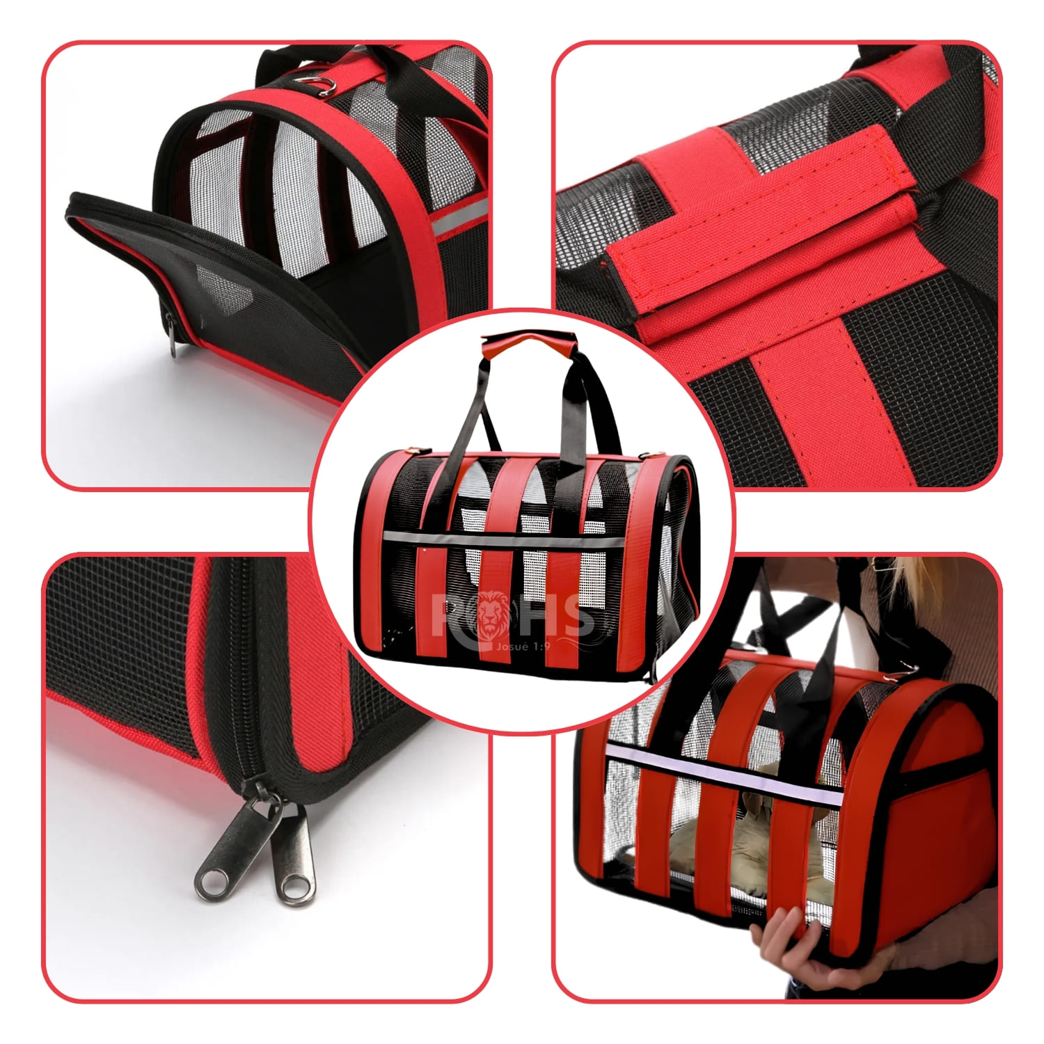 DÚO MASCOTA BOLSO PLEGABLE ROJO Y CEPILLO DOBLE PARA PERROS Y GATOS - 3