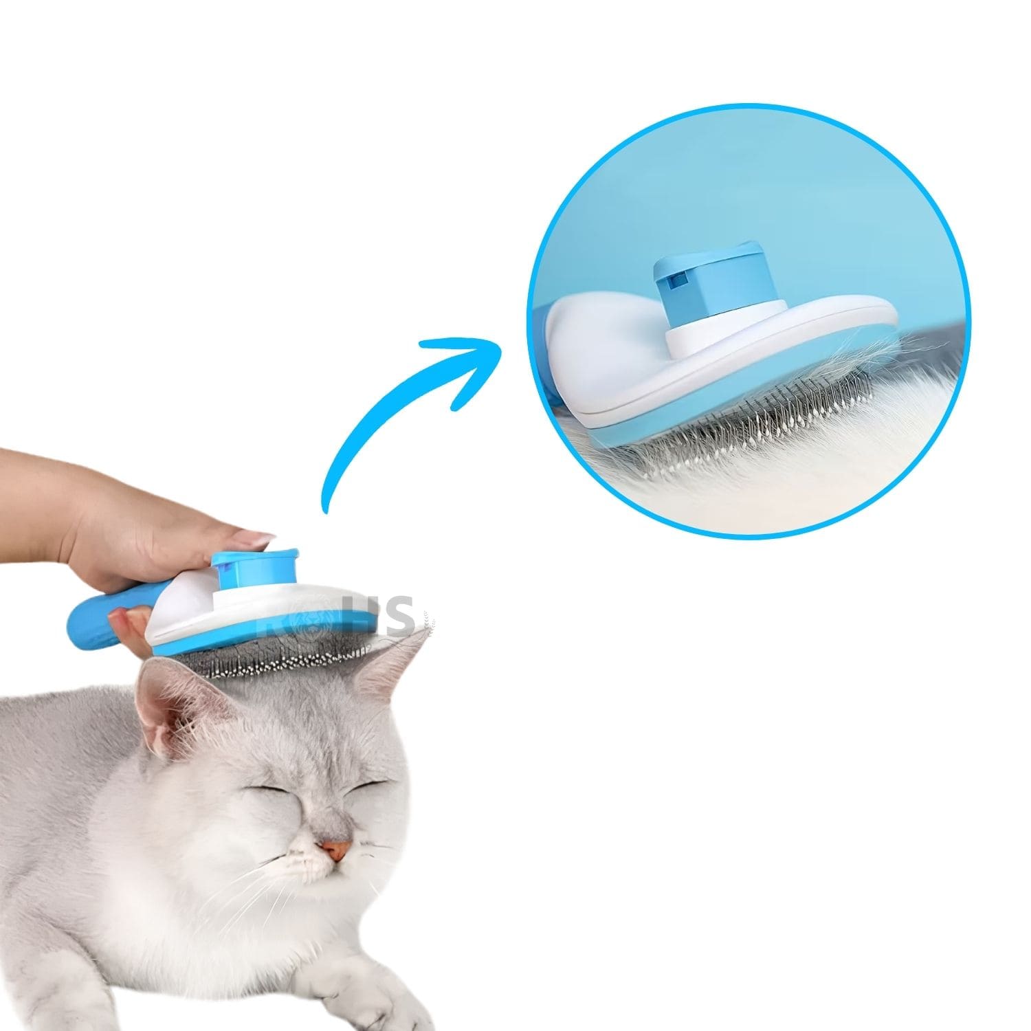 CEPILLO REMOVEDOR DE PELO AZUL PARA PERROS Y GATOS CON BOTÓN DE LIMPIEZA - 5