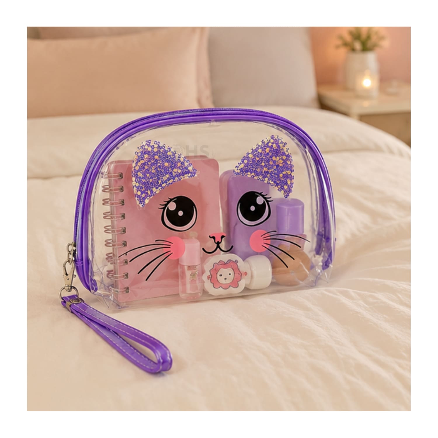 SET ORGANIZADOR 3 PCS MORADO HOLOGRÁFICO Y TRANSPARENTE - 5