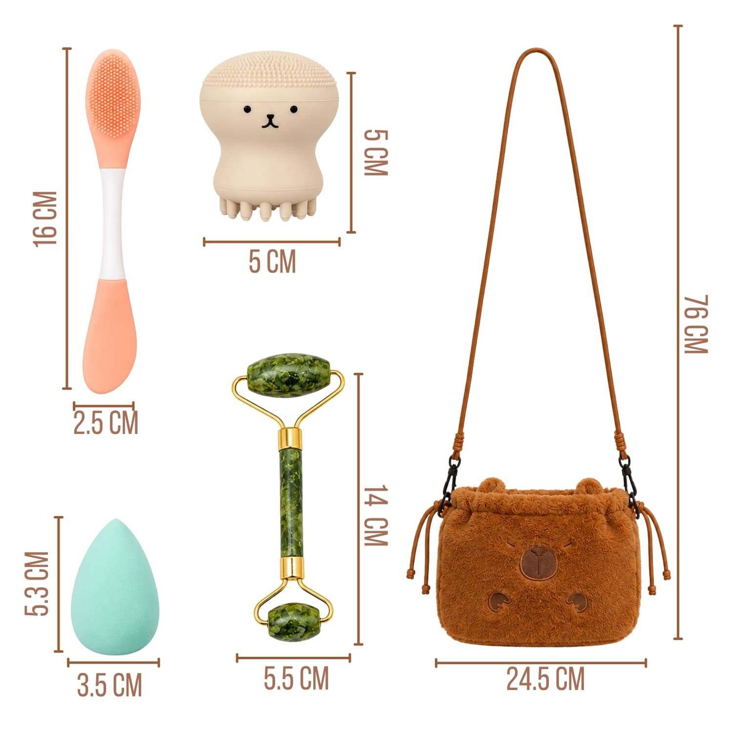 KIT BOLSA CAPIBARA Y SET FACIAL CON RODILLO ESPONJA Y CEPILLO DE SILICONA - 2