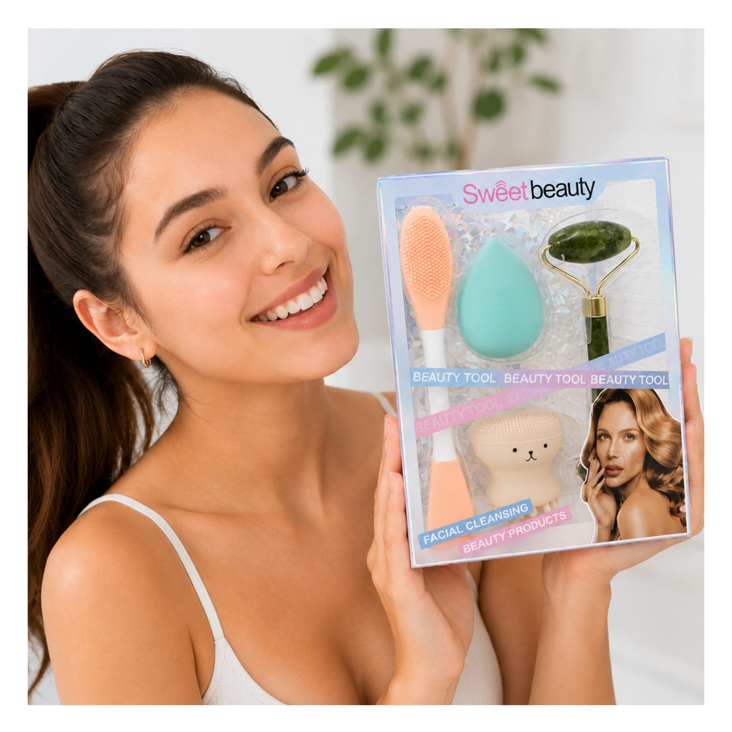 KIT BOLSA CAPIBARA Y SET FACIAL CON RODILLO ESPONJA Y CEPILLO DE SILICONA - 5