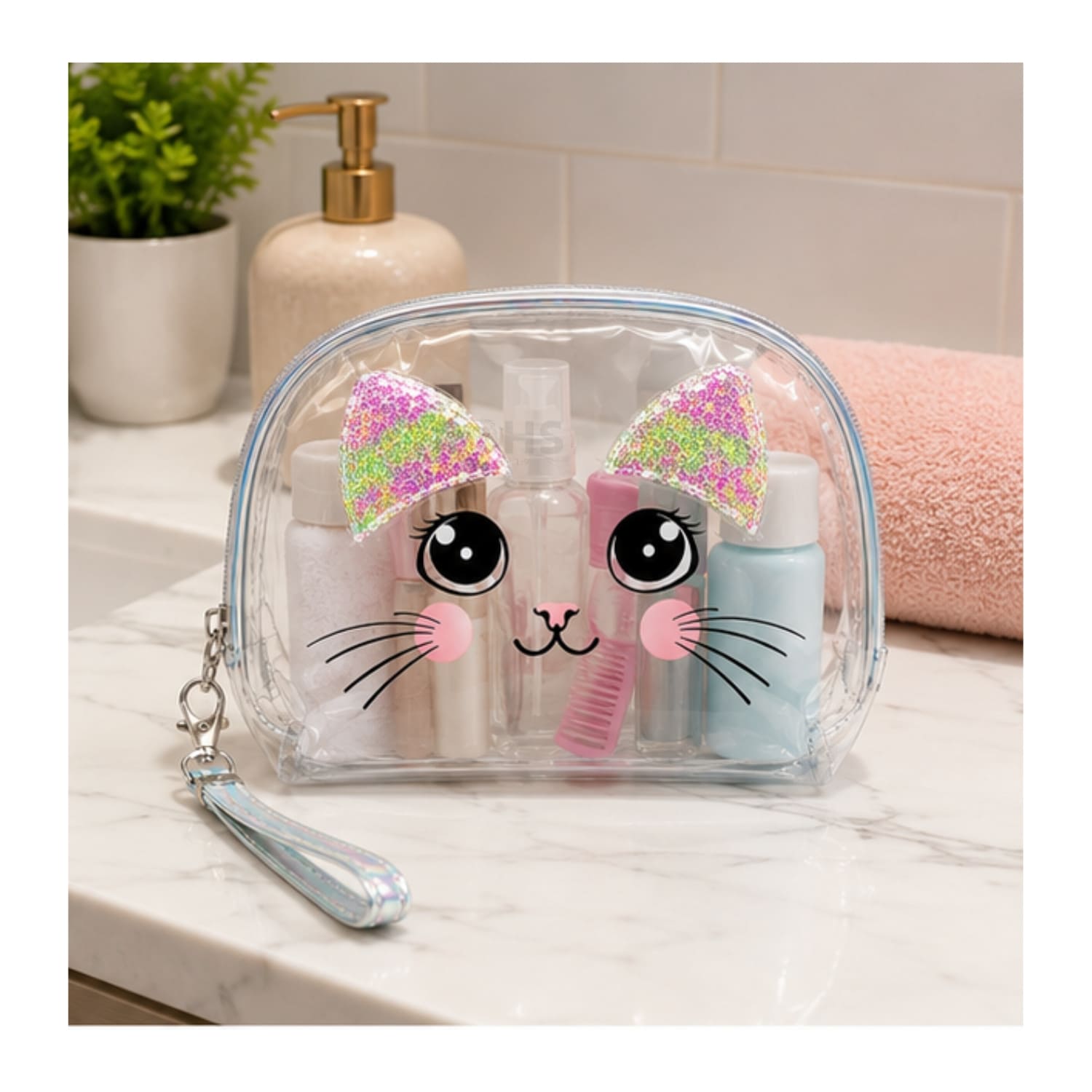SET ORGANIZADOR 3 PCS PLATEADO HOLOGRÁFICO Y TRANSPARENTE - 5