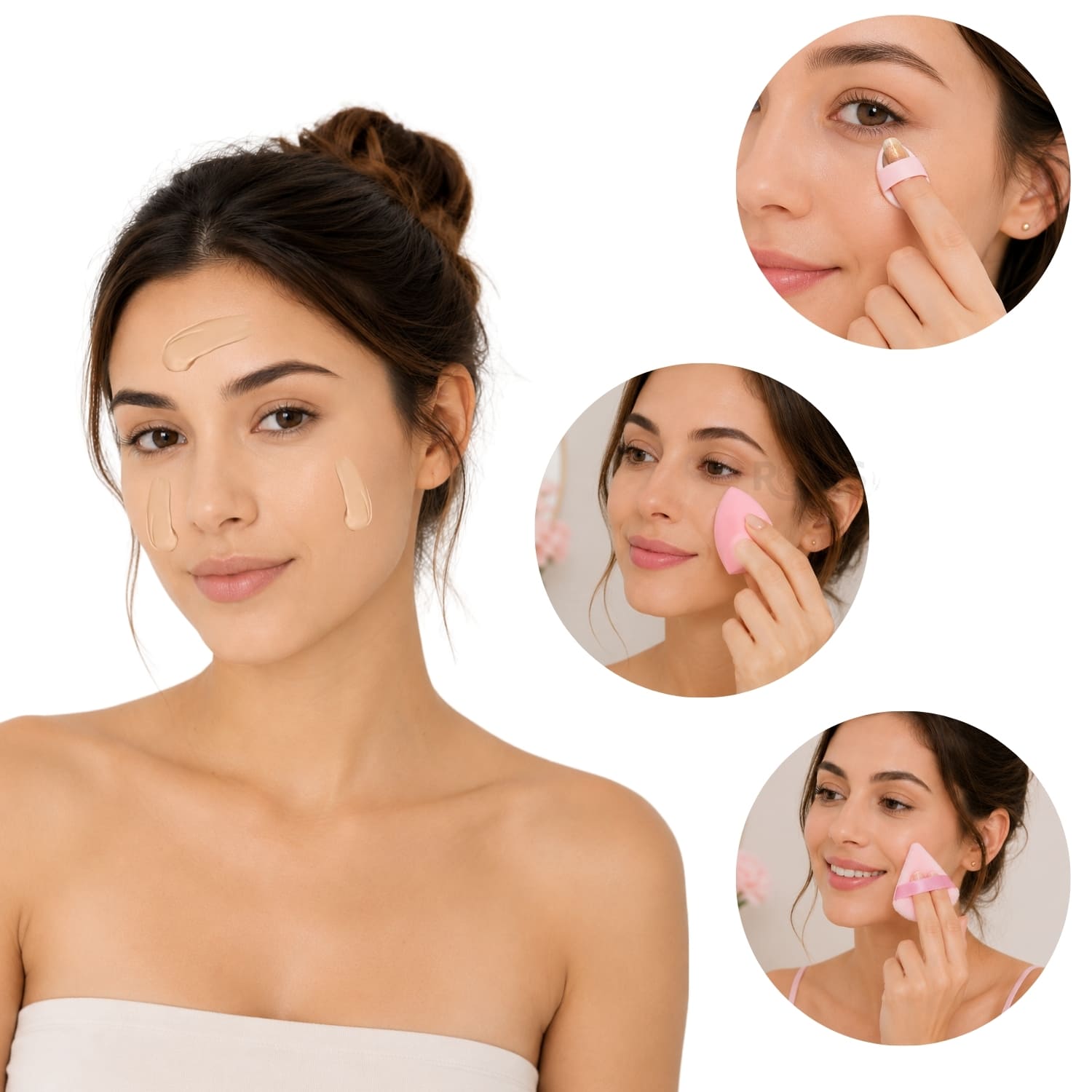 SET DE MAQUILLAJE Y SKINCARE ROSADO CON VINCHA FLUFFY MUÑEQUERAS Y ESPONJAS FACIALES - 5