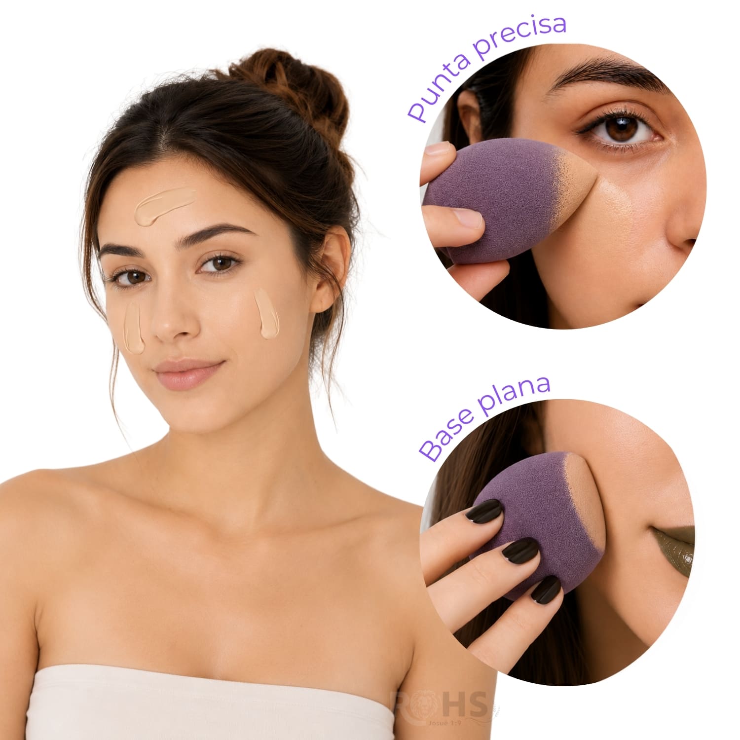 SET DE MAQUILLAJE Y SKINCARE MORADO CON MUÑEQUERAS FLUFFY Y ESPONJAS BEAUTY BLENDER - 6