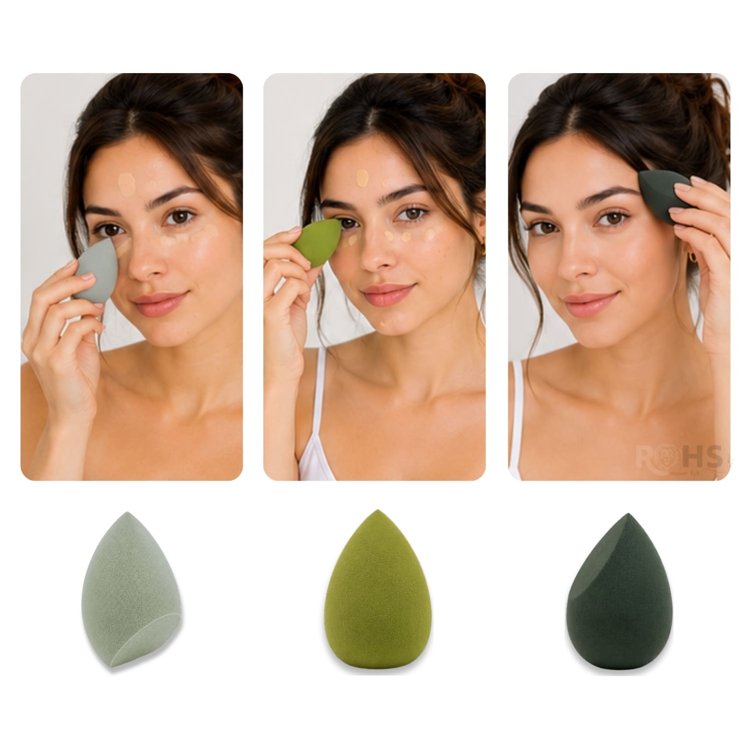 SET DE MAQUILLAJE Y SKINCARE VERDE CON MUÑEQUERAS FLUFFY Y ESPONJAS BEAUTY BLENDER - 4