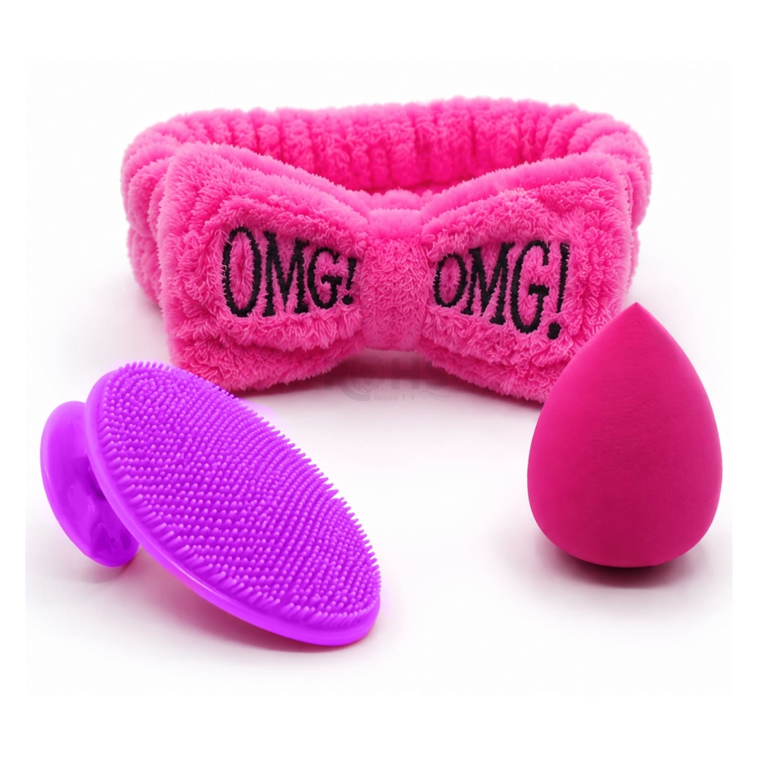 SET DE SKINCARE FUCSIA CON VINCHA FLUFFY ESPONJA Y CEPILLO DE SILICONA - 6