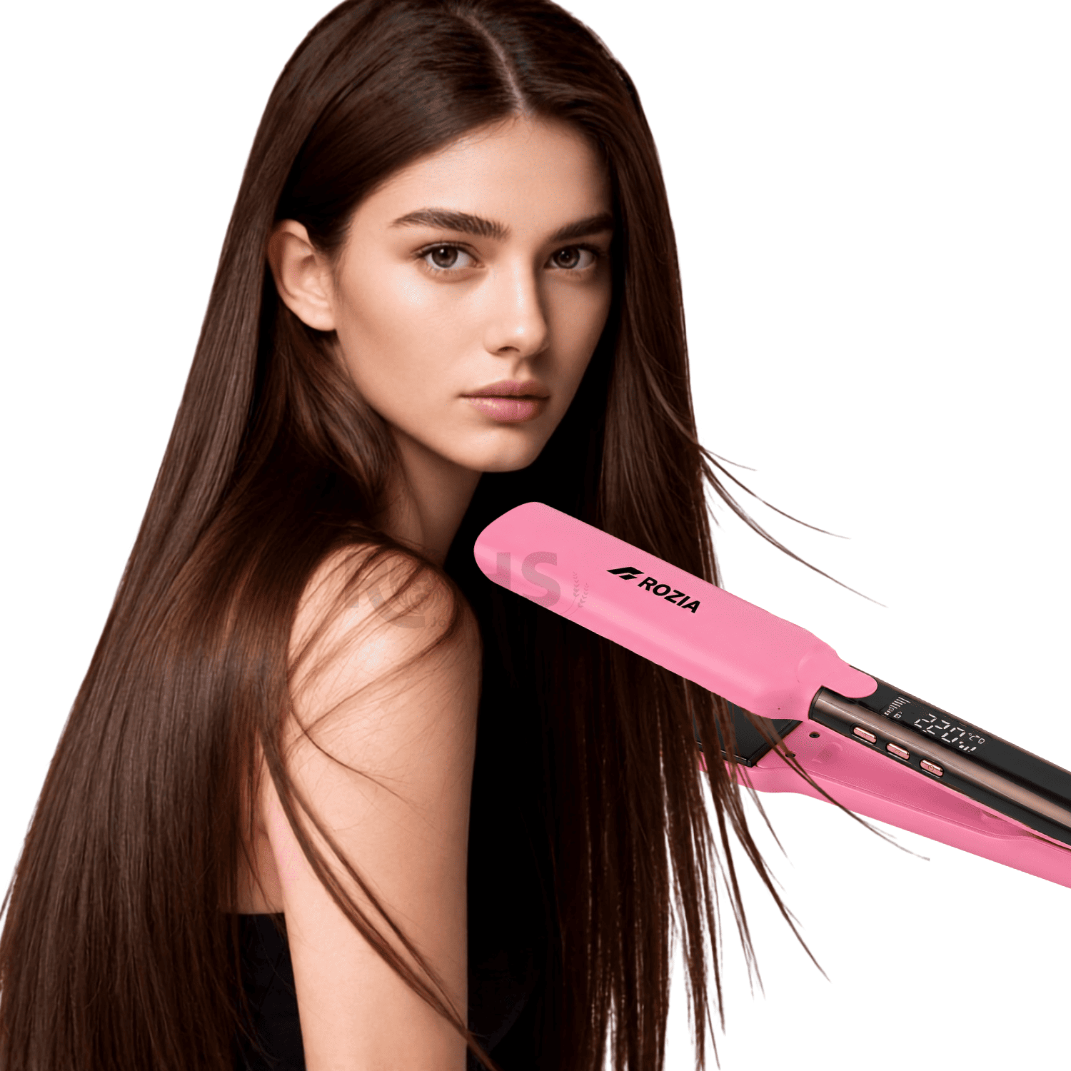 COMBO ROZIA PLANCHA ALISADORA Y RIZADOR DE CABELLO PROFESIONAL ROSADO HR-891 - 3
