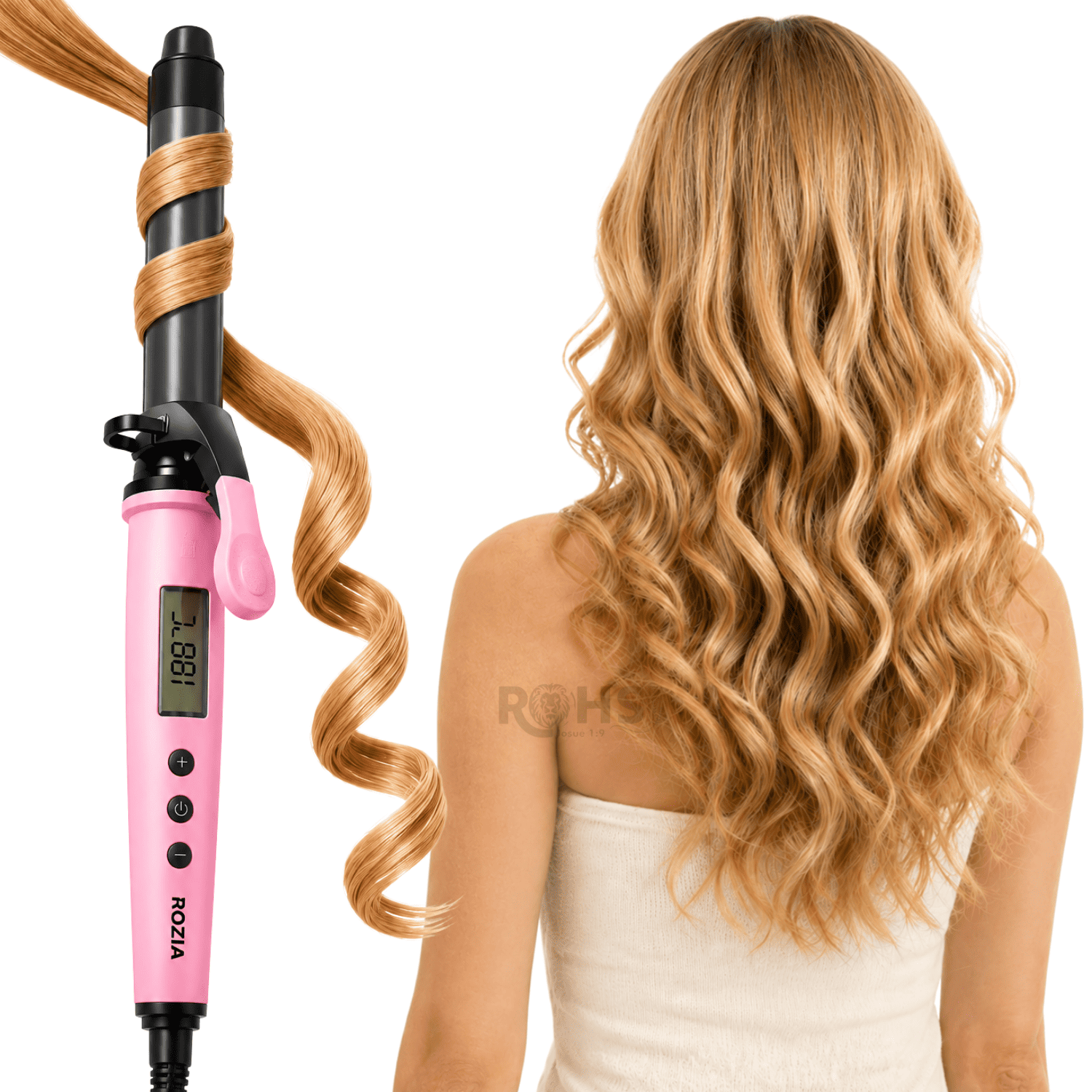 COMBO ROZIA PLANCHA ALISADORA Y RIZADOR DE CABELLO PROFESIONAL ROSADO HR-891 - 6