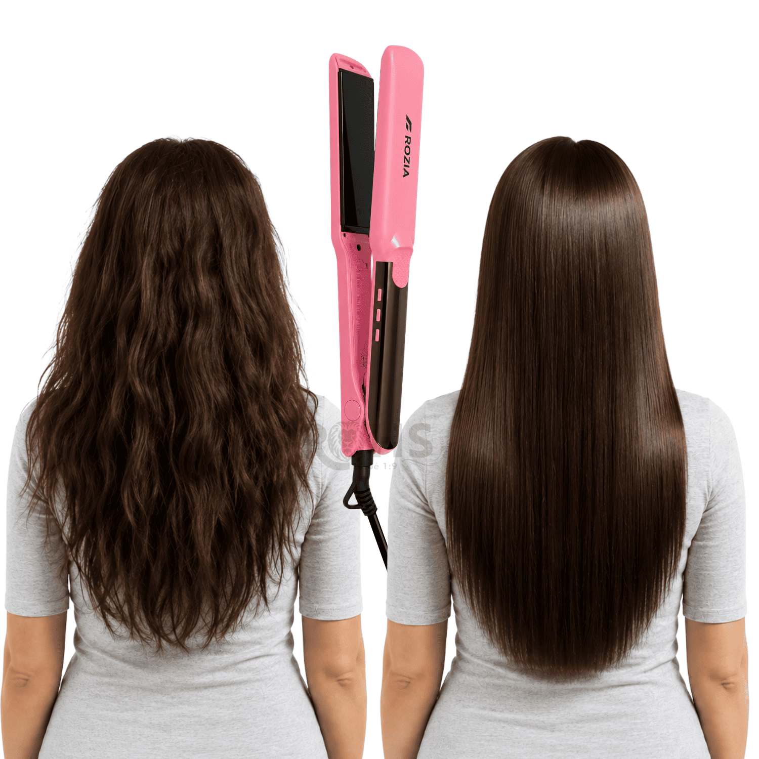 COMBO ROZIA PLANCHA ALISADORA Y RIZADOR DE CABELLO PROFESIONAL ROSADO HR-891 - 7