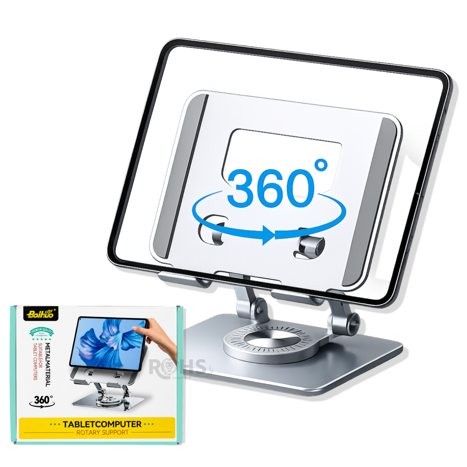SOPORTE PREMIUM BAIHUO PARA TABLET Y CELULAR CON BASE GIRATORIA 360° - 1