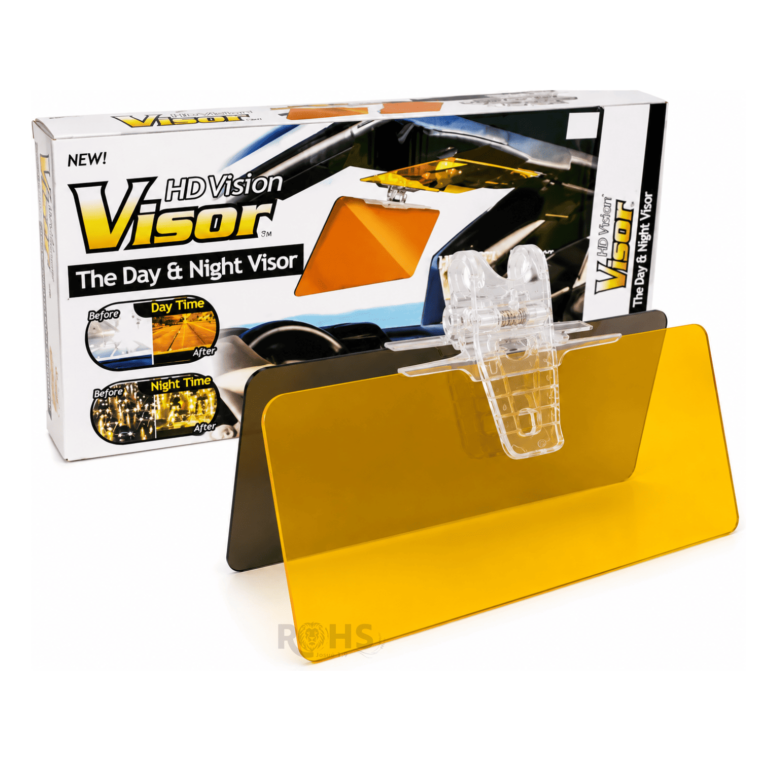 VISOR ANTIRREFLEJO HD PARA AUTO DÍA Y NOCHE CON CLIP AJUSTABLE - 1