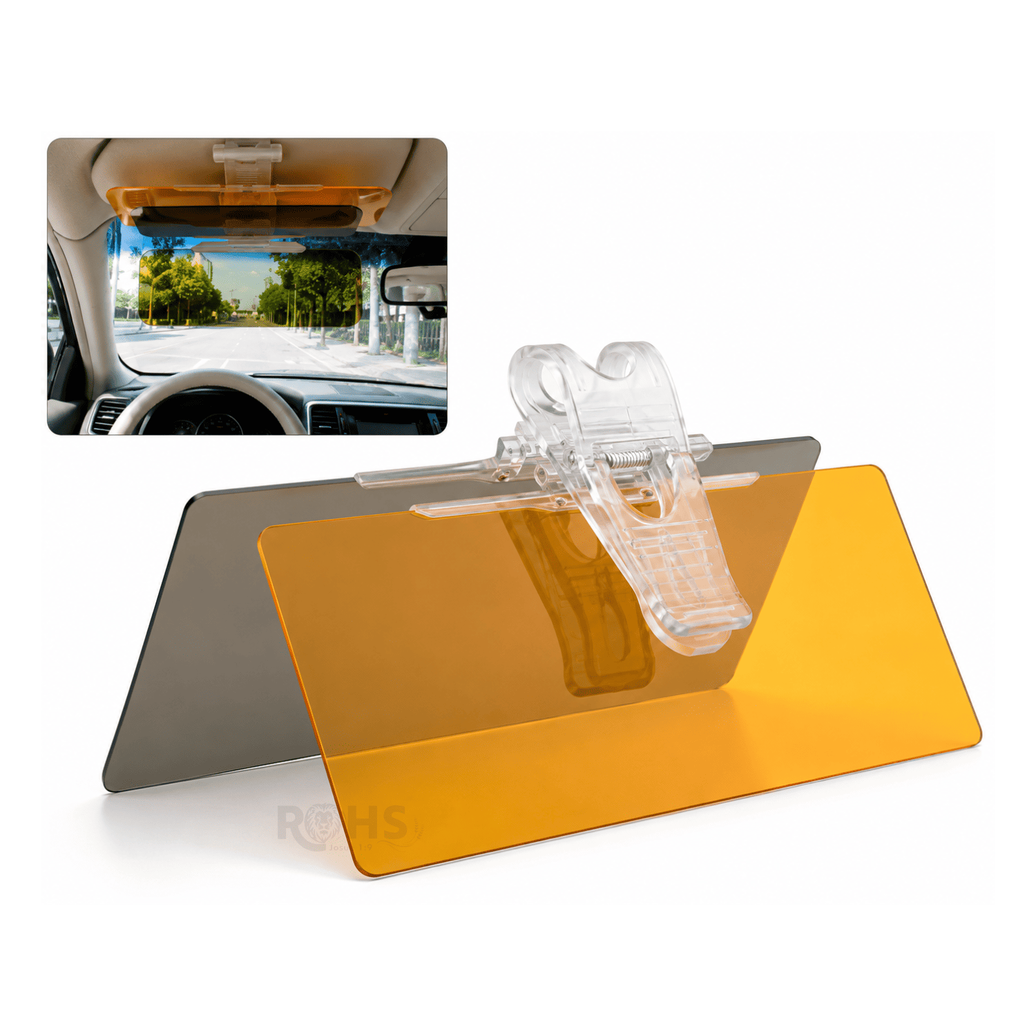 VISOR ANTIRREFLEJO HD PARA AUTO DÍA Y NOCHE CON CLIP AJUSTABLE - 4