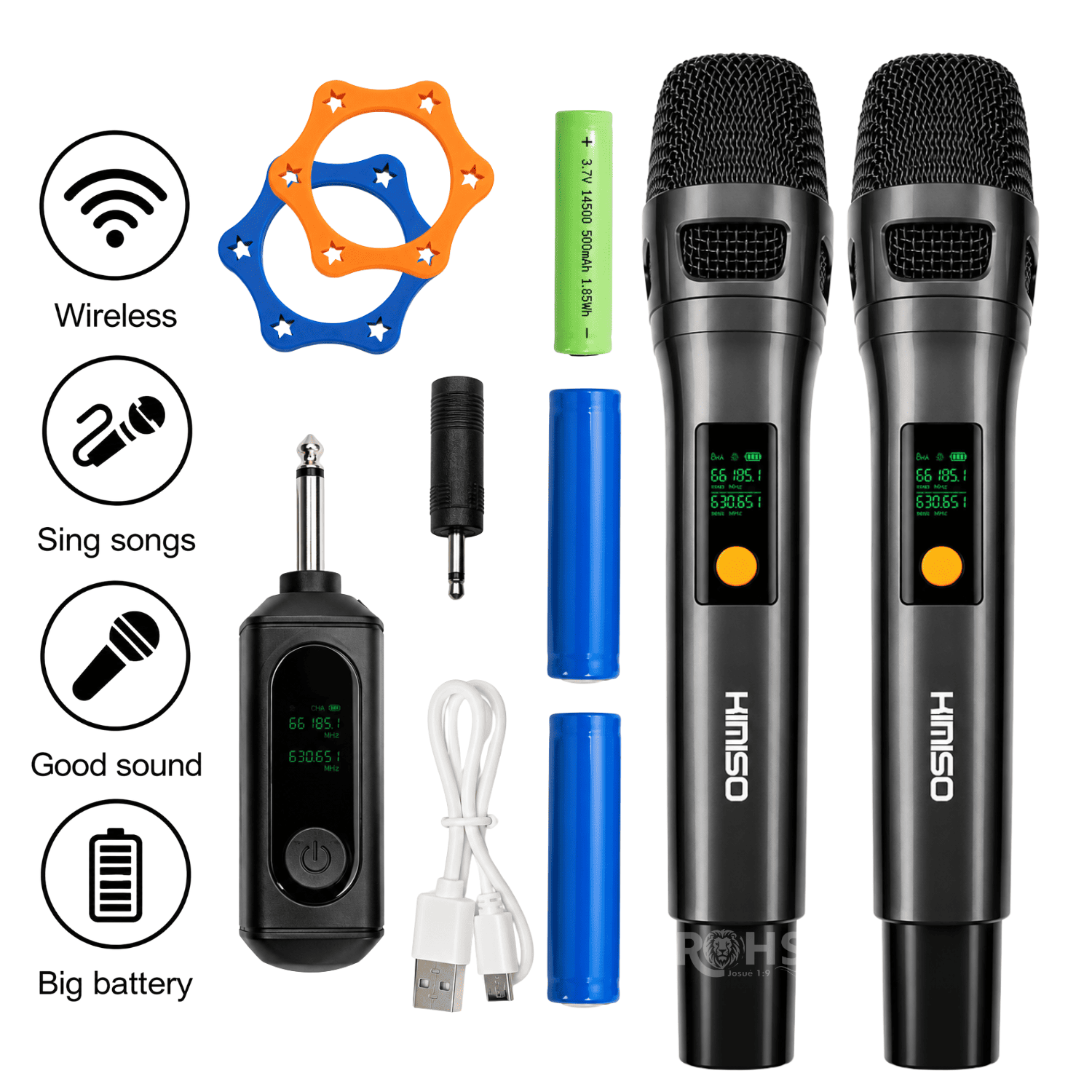 SET DE 2 MICRÓFONOS INALÁMBRICOS KIMISO KMS-904MC CON RECEPTOR - 6