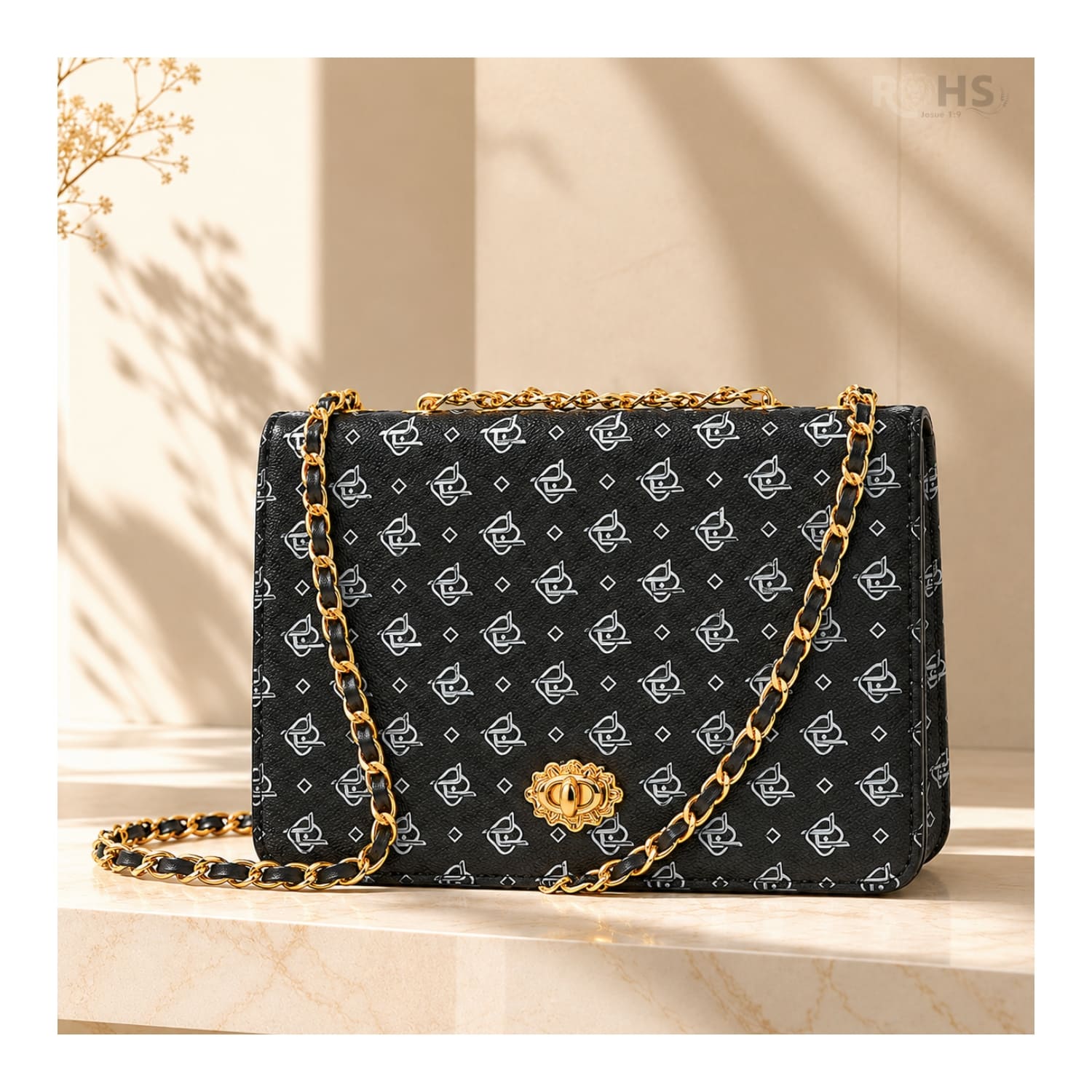 CARTERA ELEGANTE PARA MUJER CON CORREA DE CADENA Y DISEÑO NEGRO - 2