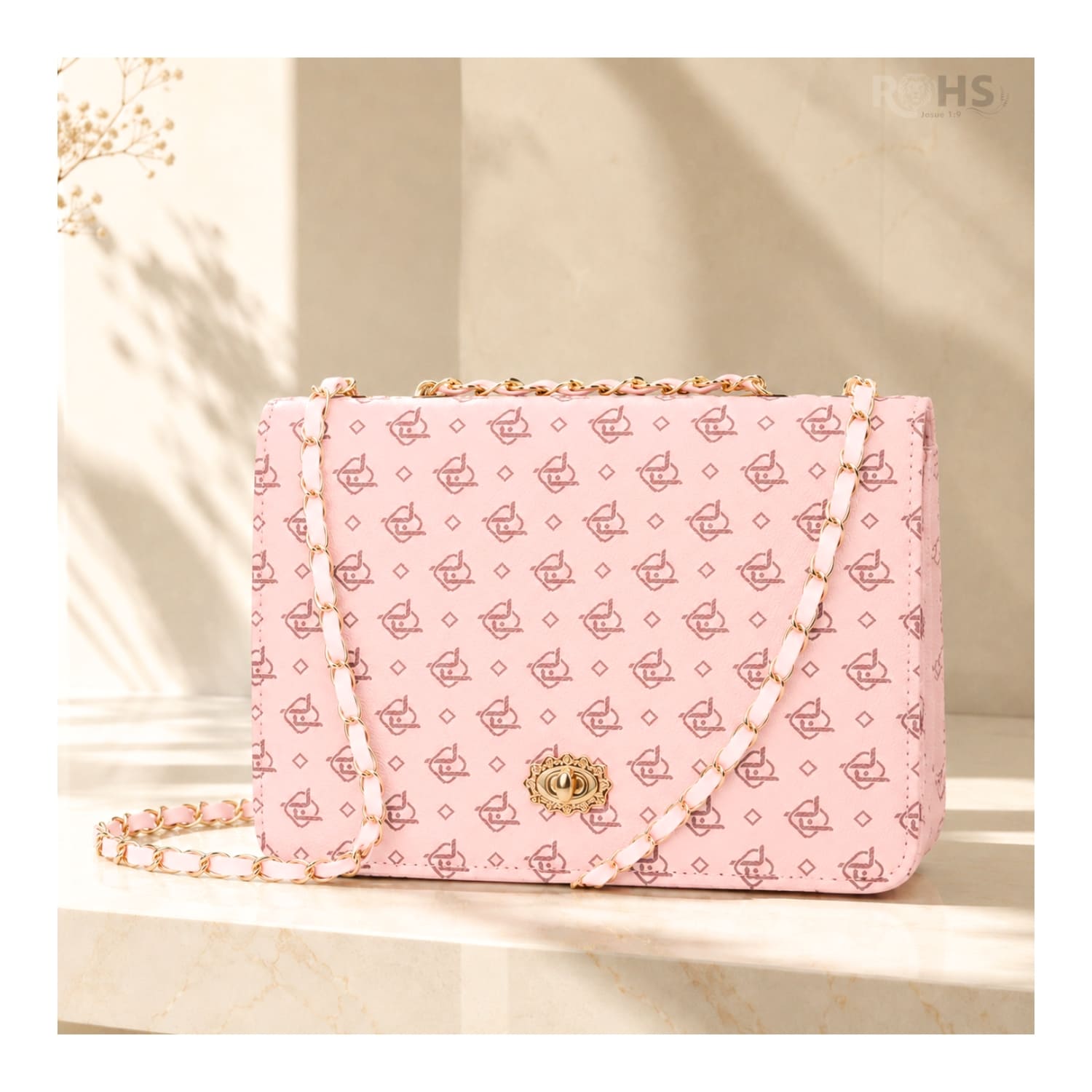 CARTERA ELEGANTE PARA MUJER CON CORREA DE CADENA Y DISEÑO ROSADO - 2