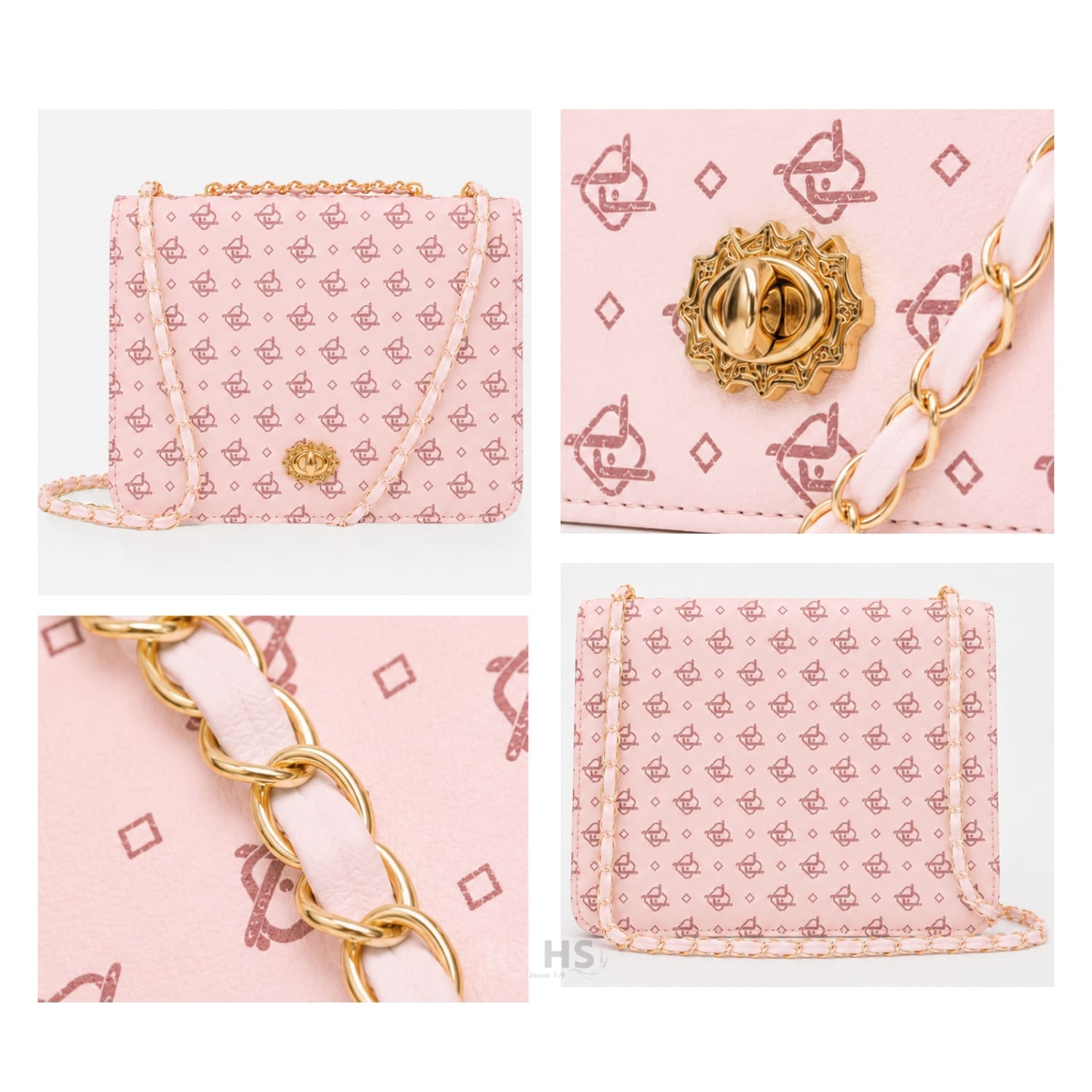 CARTERA ELEGANTE PARA MUJER CON CORREA DE CADENA Y DISEÑO ROSADO - 4
