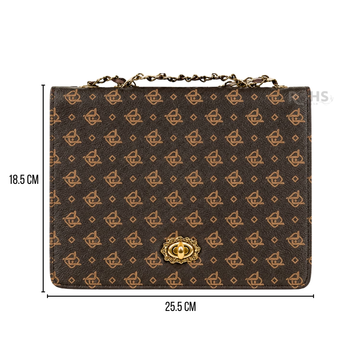 CARTERA ELEGANTE PARA MUJER CON CORREA DE CADENA Y DISEÑO  MARRÓN - 5