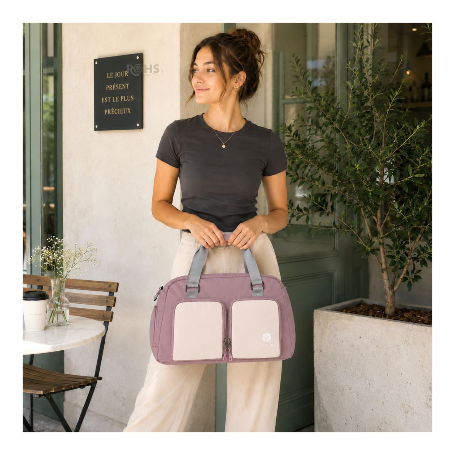 BOLSO MULTIFUNCIONAL DE VIAJE EN COLOR ROSA OSCURO CON GRAN CAPACIDAD Y COMPARTIMENTOS - 5