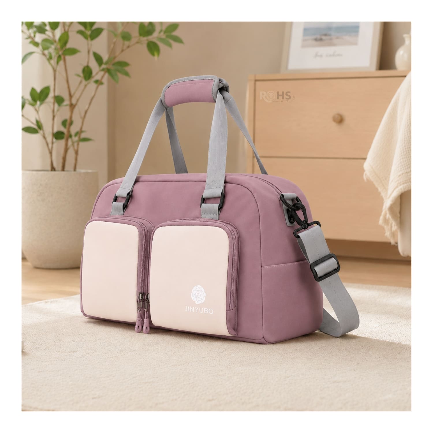 BOLSO MULTIFUNCIONAL DE VIAJE EN COLOR ROSA OSCURO CON GRAN CAPACIDAD Y COMPARTIMENTOS - 6