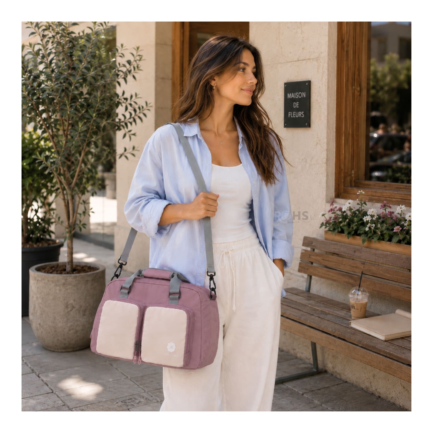 BOLSO MULTIFUNCIONAL DE VIAJE EN COLOR ROSA OSCURO CON GRAN CAPACIDAD Y COMPARTIMENTOS - 7