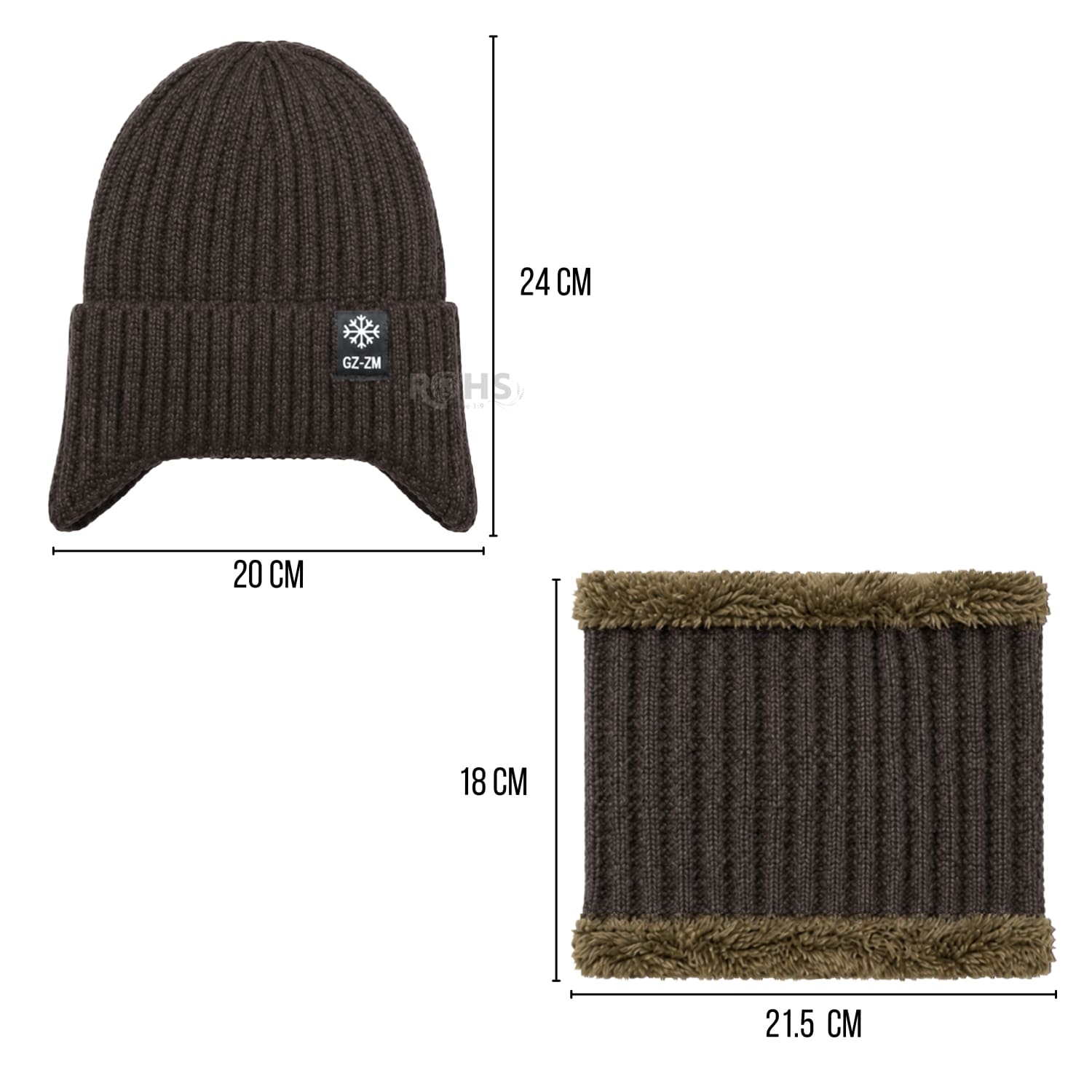 GORRO + CUELLERA POLIÉSTER AFELPADA PARA INVIERNO COLOR MARRÓN OSCURO - 5