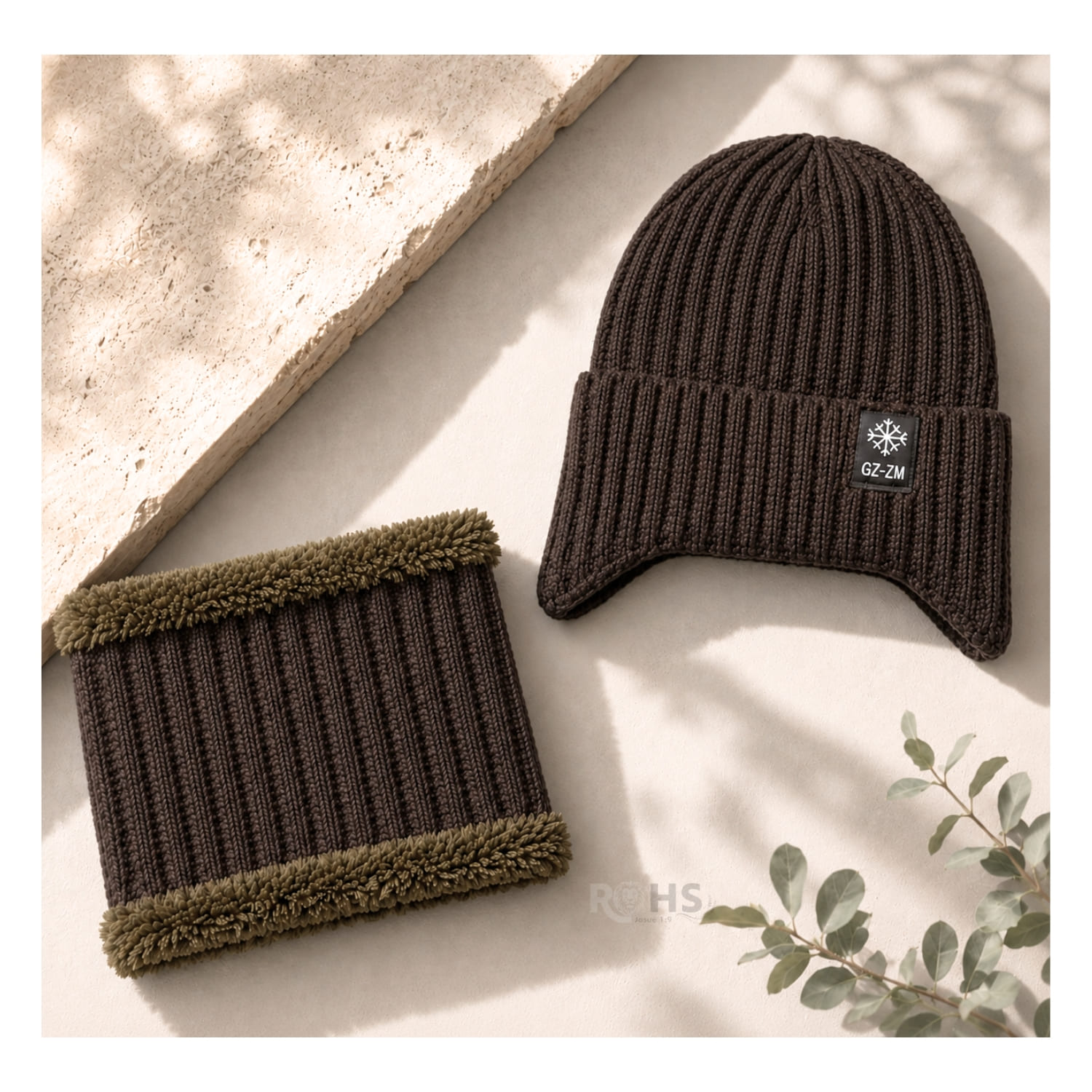 GORRO + CUELLERA POLIÉSTER AFELPADA PARA INVIERNO COLOR MARRÓN OSCURO - 7