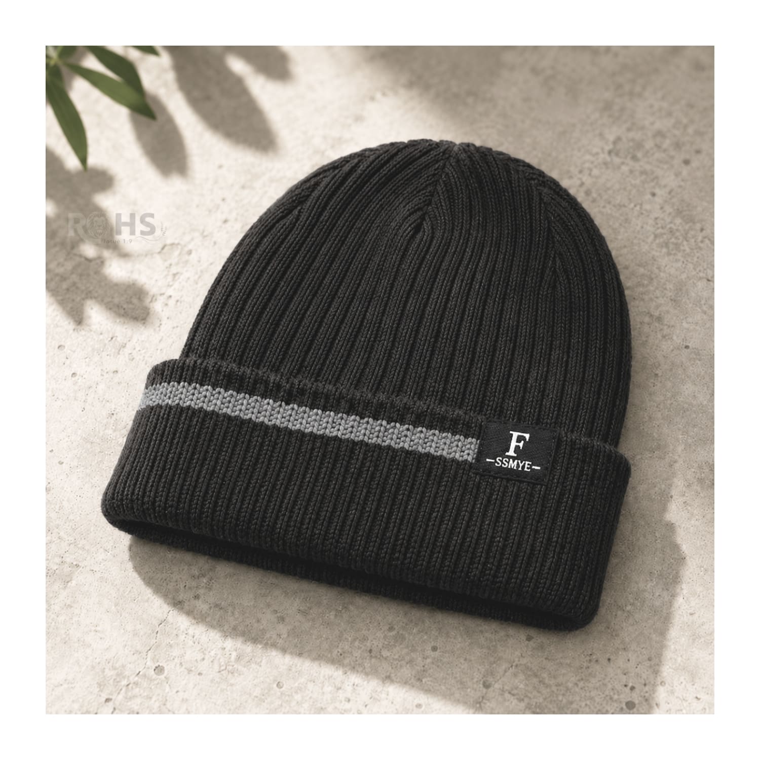 GORRO TEJIDO POLIÉSTER CON RAYA DECORATIVA PARA INVIERNO COLOR GRIS - 6