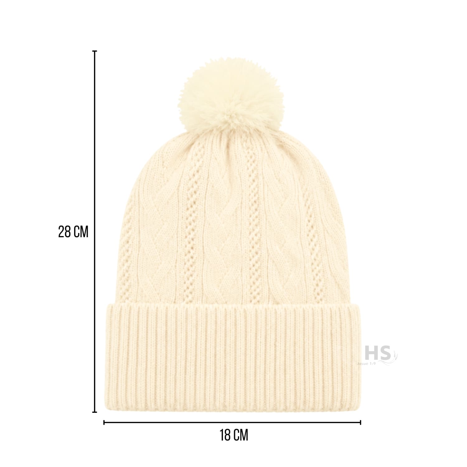 GORRO DE INVIERNO POLIÉSTER CON POMPÓN TEXTURIZADO COLOR CREMA - 3