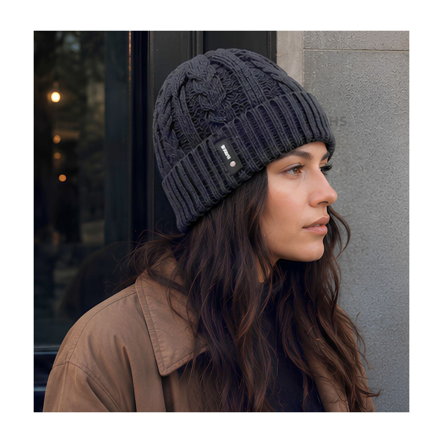 GORRO TEJIDO POLIÉSTER DISEÑO TRENZADO PARA INVIERNO COLOR GRIS OSCURO - 3