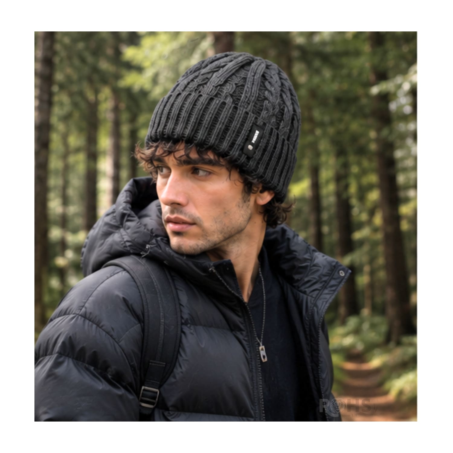 GORRO TEJIDO POLIÉSTER DISEÑO TRENZADO PARA INVIERNO COLOR GRIS OSCURO - 5