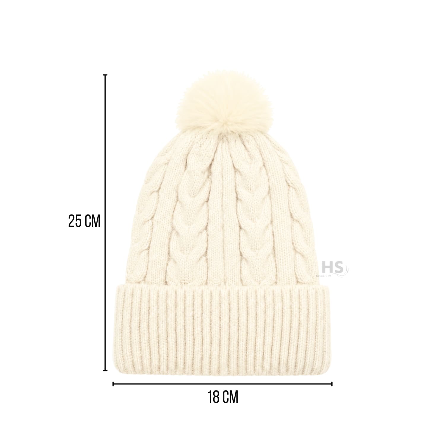 GORRO CON POMPÓN TEJIDO POLIÉSTER PARA INVIERNO COLOR CREMA - 3