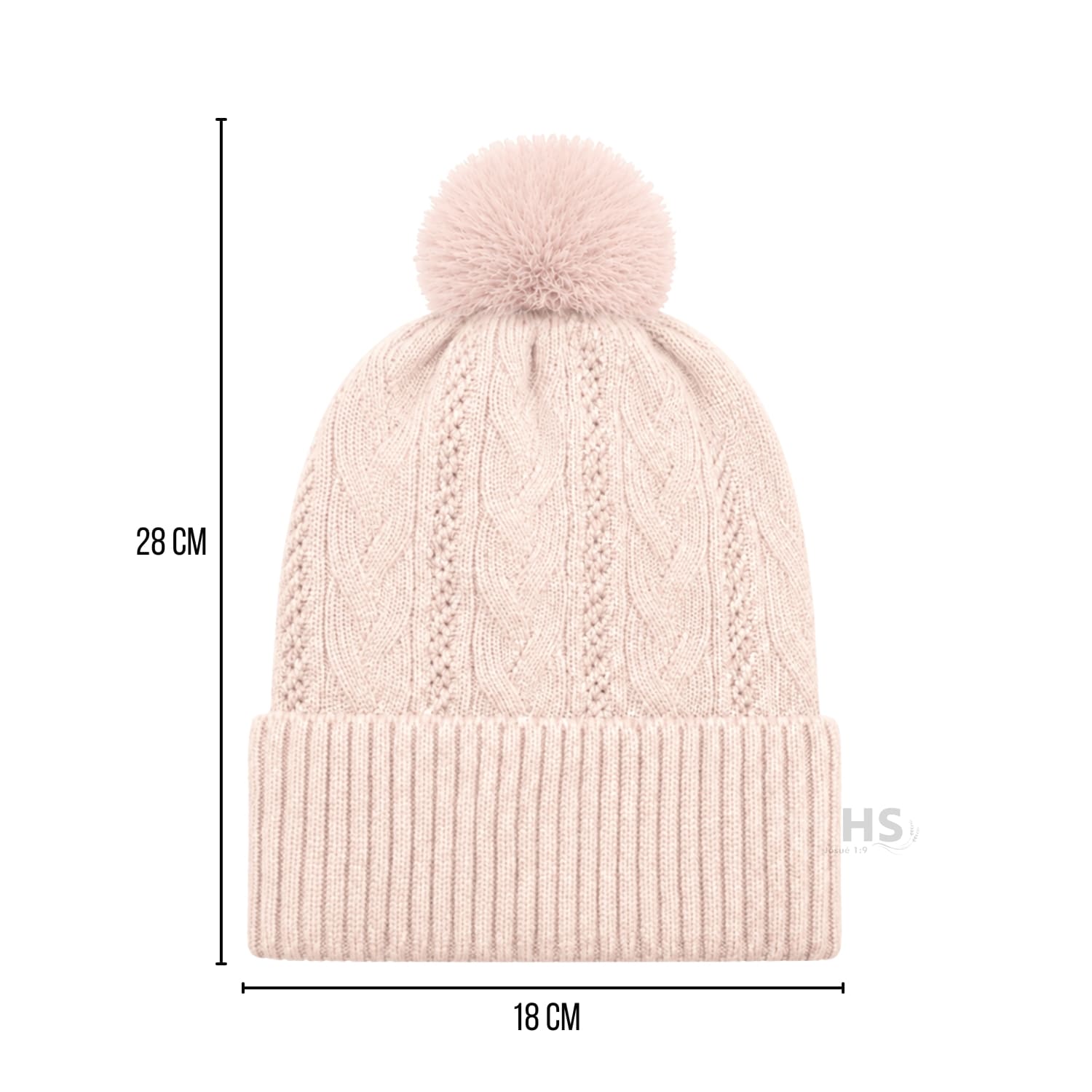 GORRO DE INVIERNO POLIÉSTER CON POMPÓN TEXTURIZADO COLOR ROSADO BEBÉ - 3